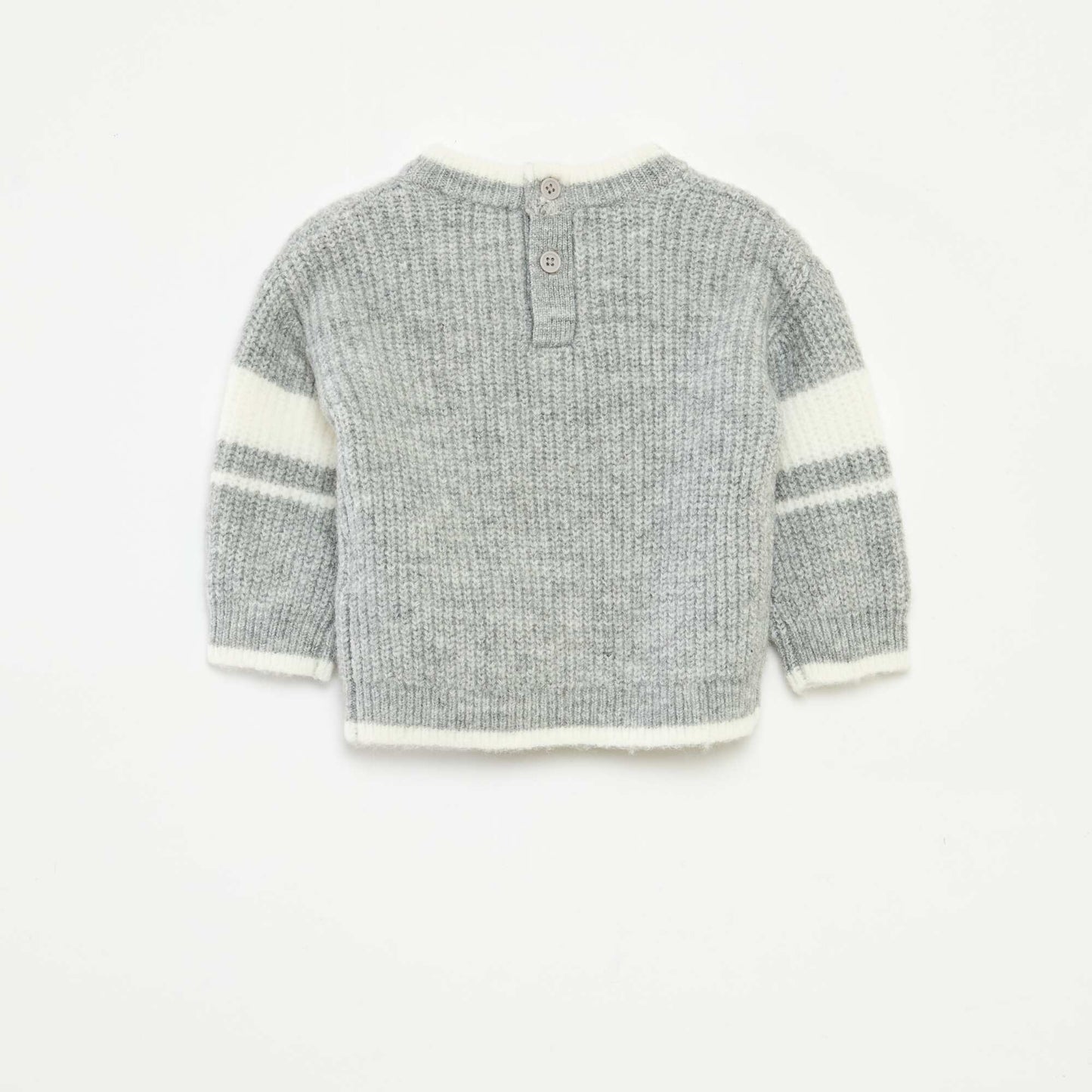 Pull col rond bicolore GRIS