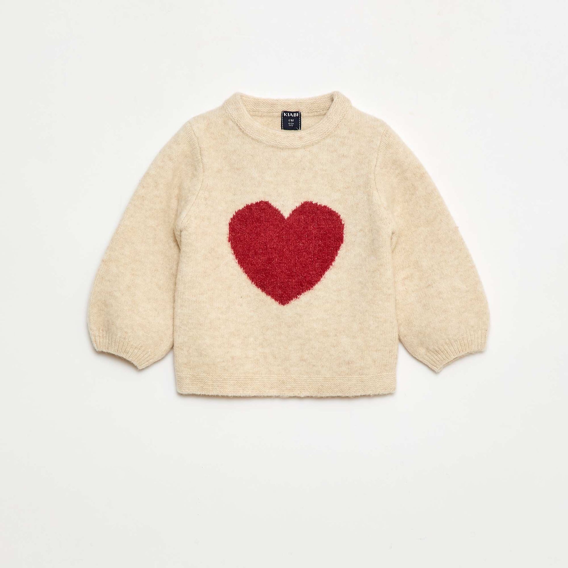 Pull col rond à motif BEIGE