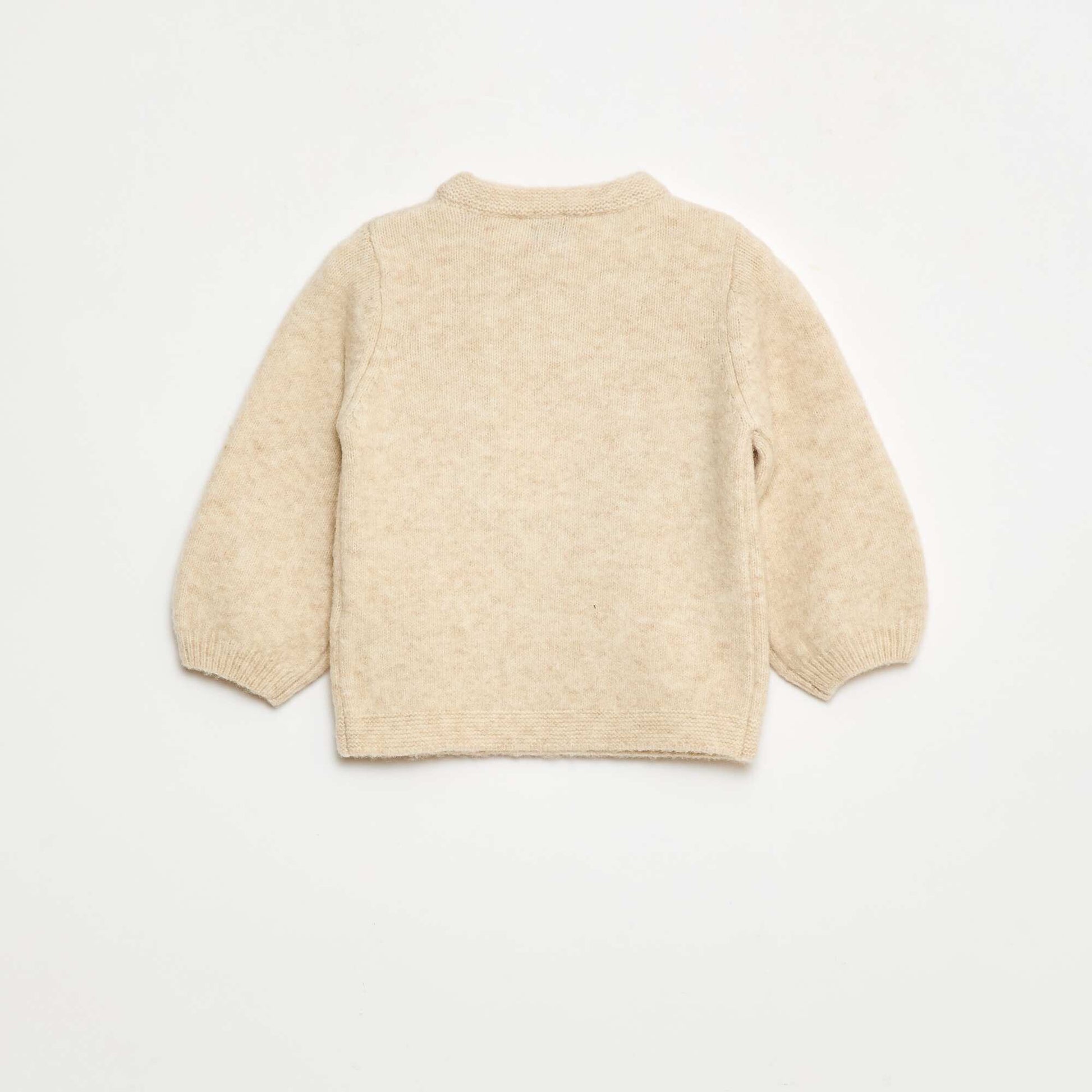Pull col rond à motif BEIGE