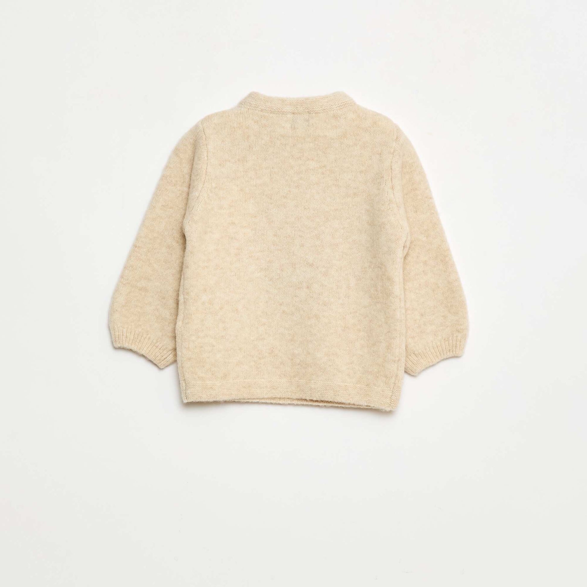 Pull col rond à motif BEIGE