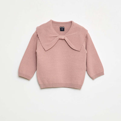 Pull en maille avec un large nœud fantaisie devant ROSE