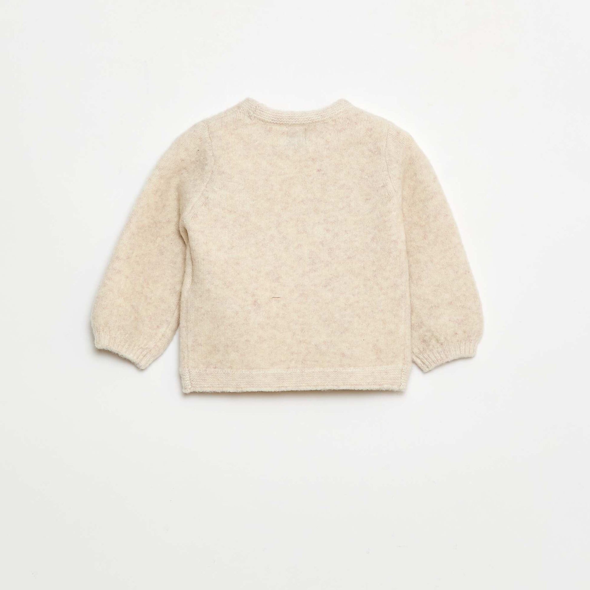 Pull en maille avec motif cerise en relief BEIGE