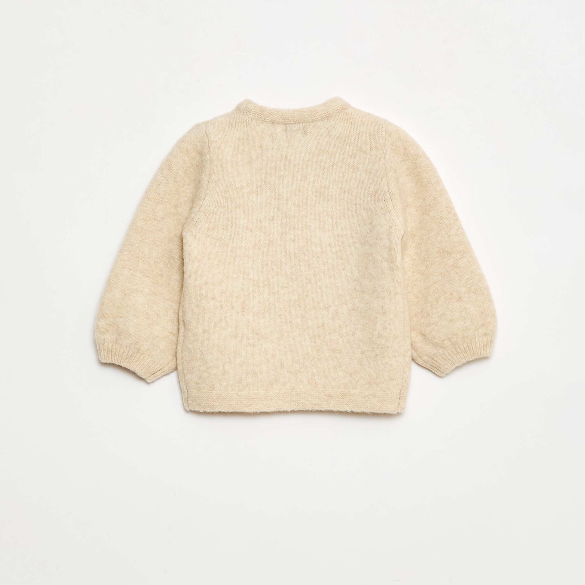 Pull col rond à motif tricoté BEIGE