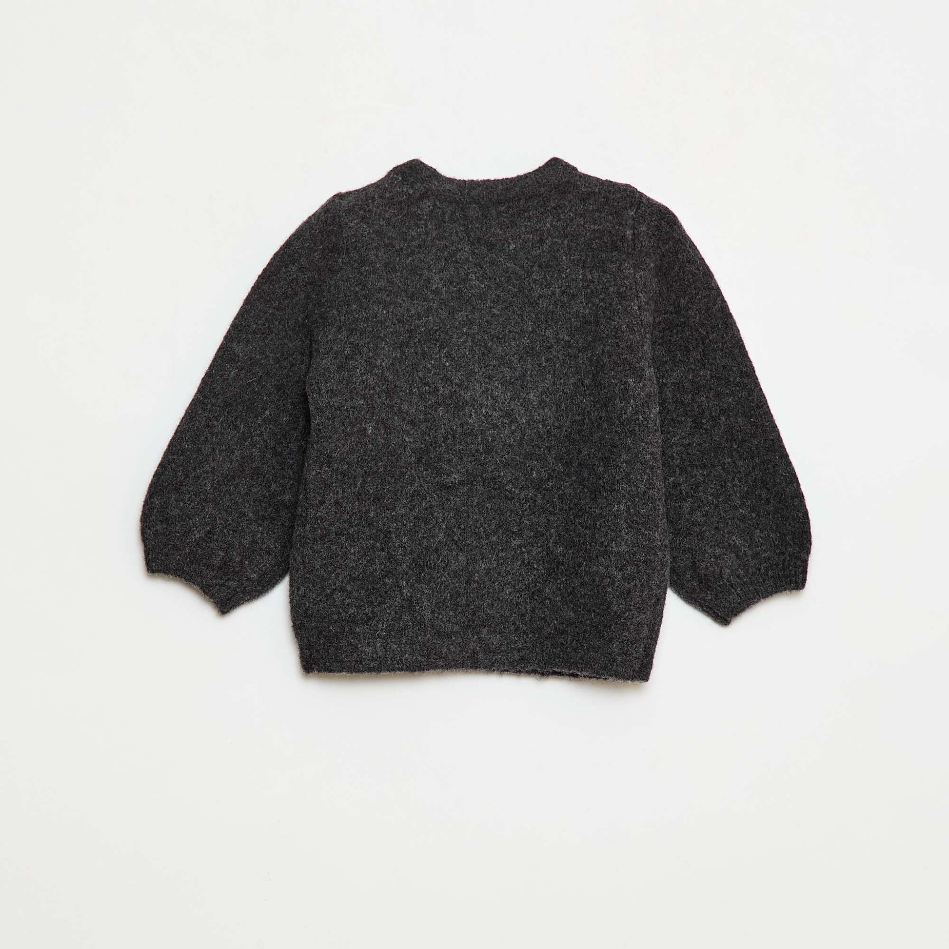 Pull col rond à motif tricoté GRIS
