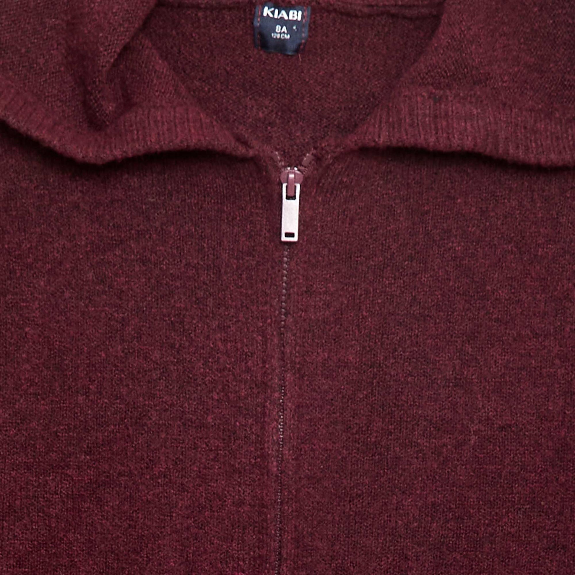 Gilet à capuche en maille chinée BORDEAUX