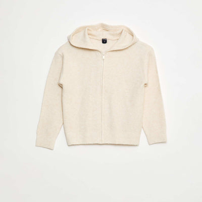Gilet à capuche en maille chinée BEIGE