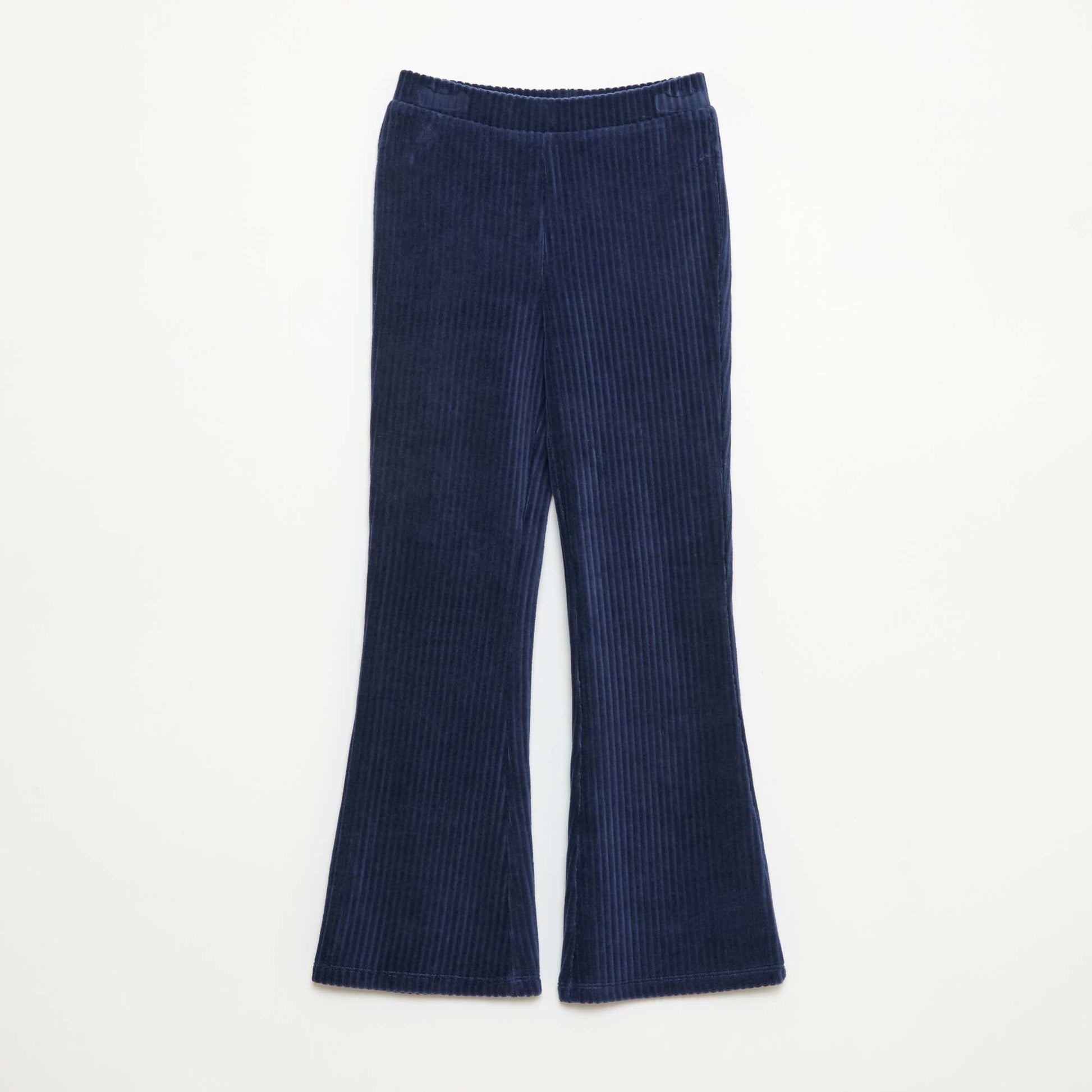 Pantalon flare en velours côtelé BLEU