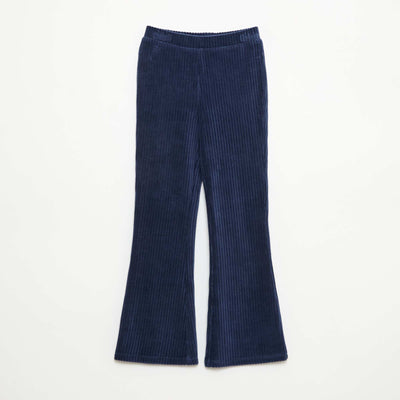 Pantalon flare en velours côtelé BLEU