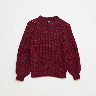 Pull épais en maille unie ROUGE