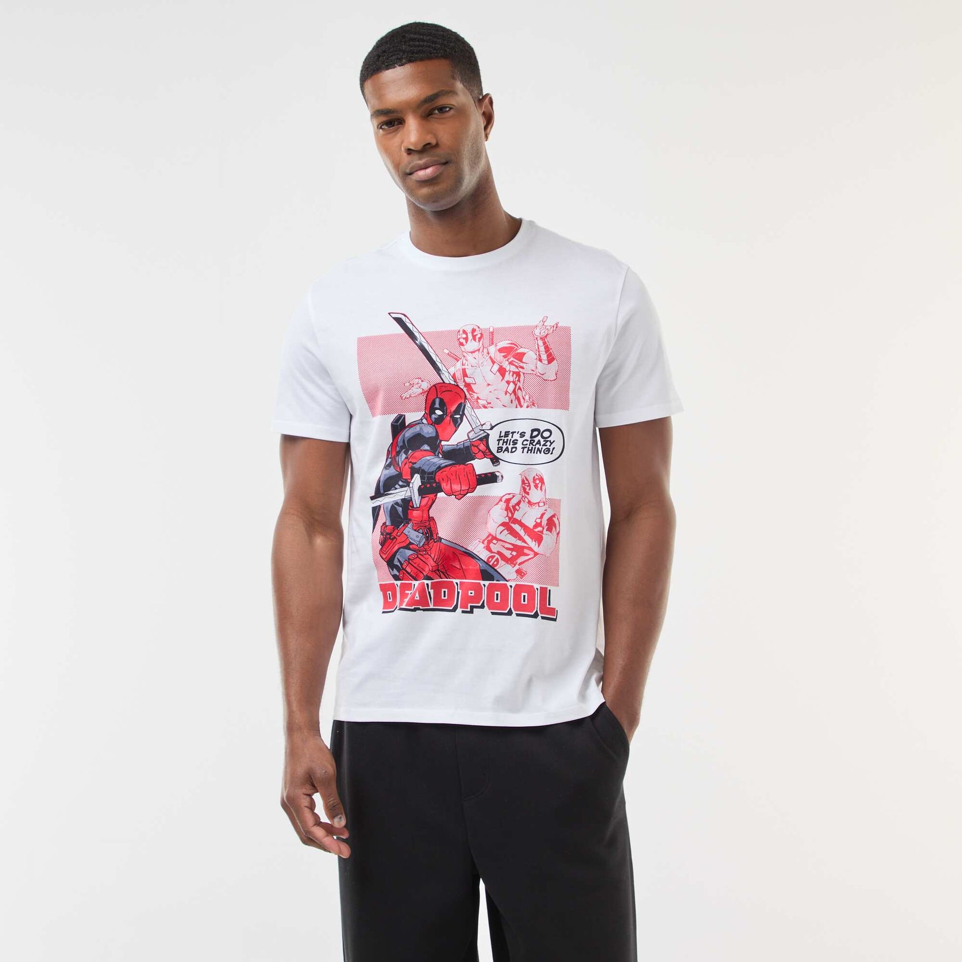 T-shirt 'Deadpool' 'Marvel' manches courtes BLANC