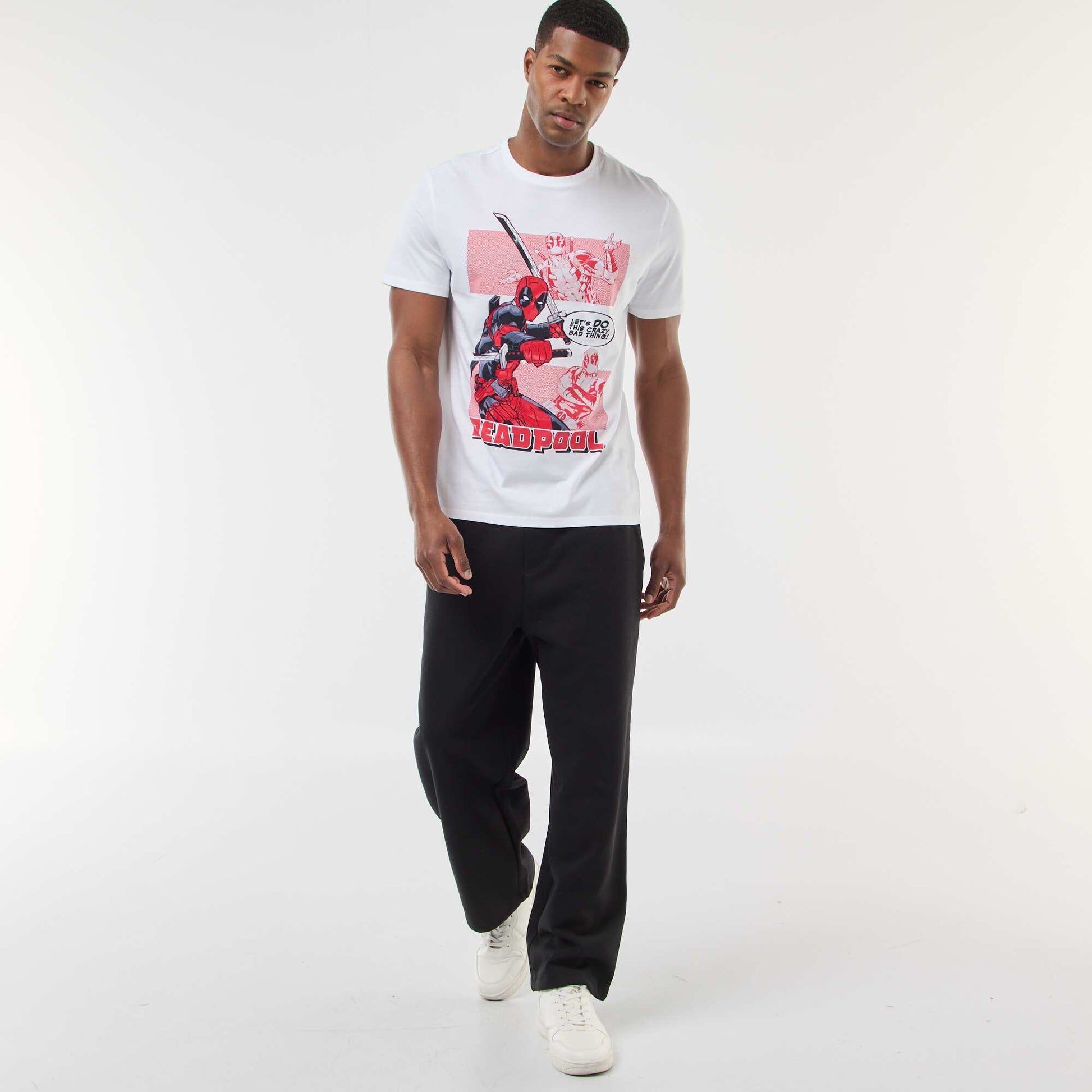 T-shirt 'Deadpool' 'Marvel' manches courtes BLANC