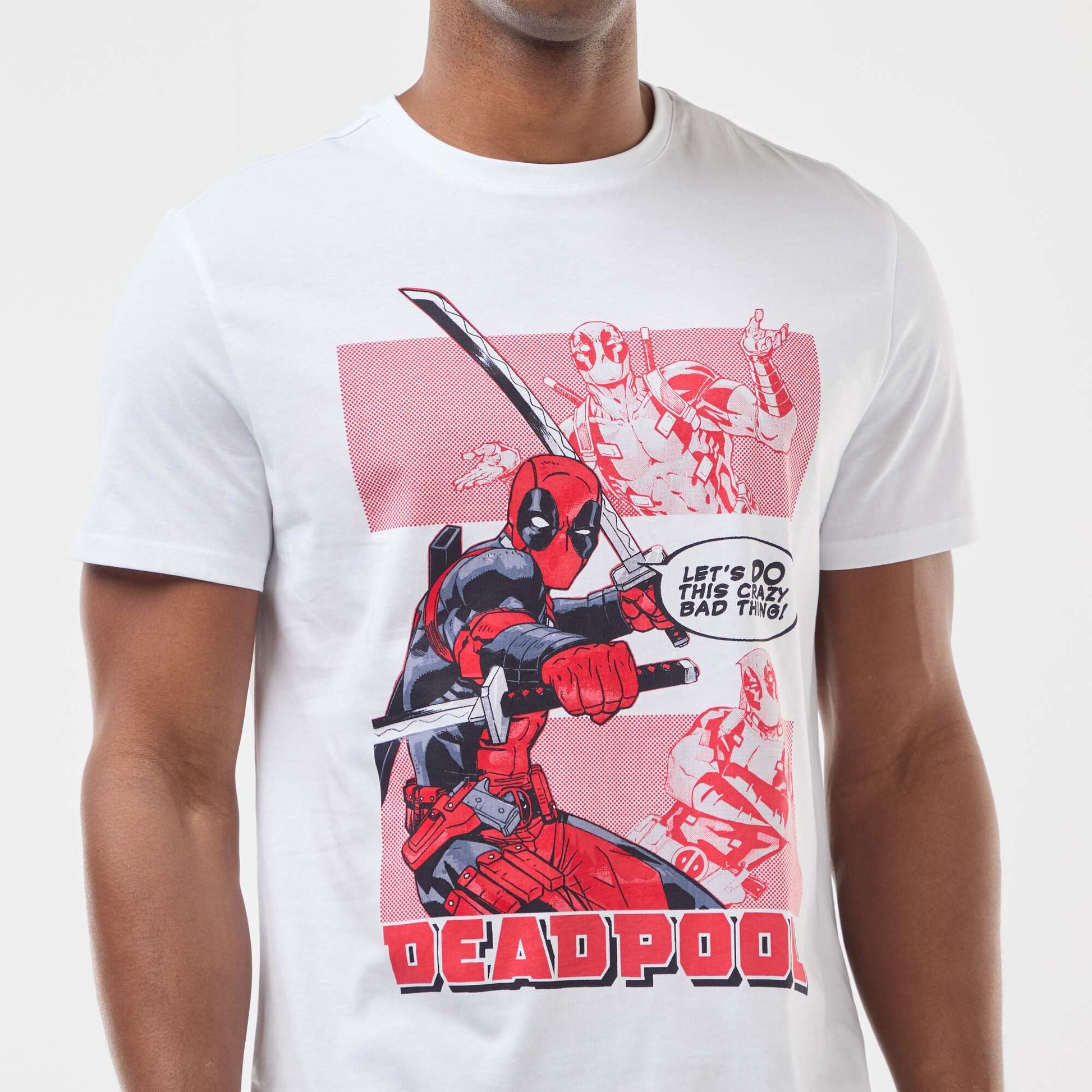 T-shirt 'Deadpool' 'Marvel' manches courtes BLANC