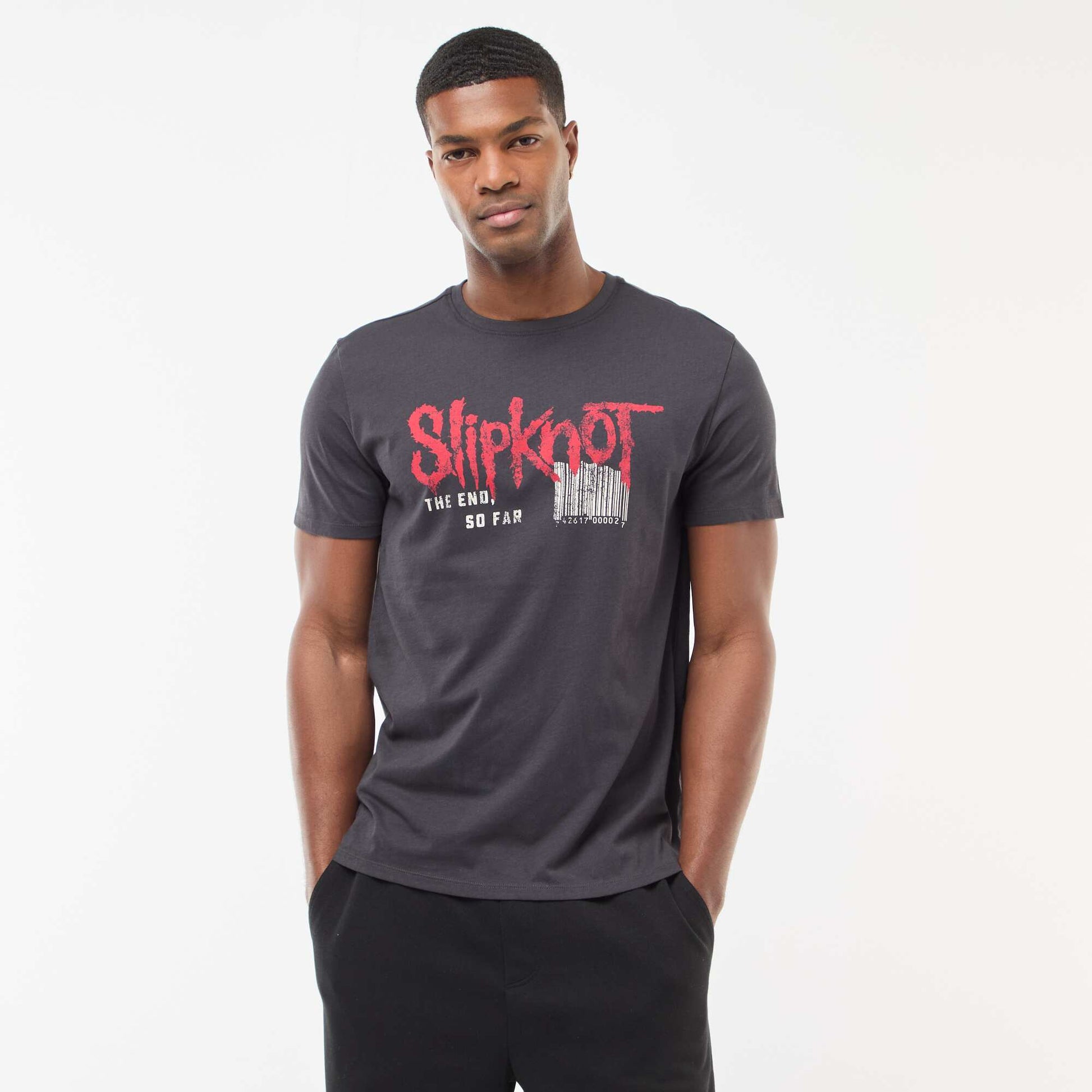 T-shirt 'Slipknot' à manches courtes et col rond NOIR
