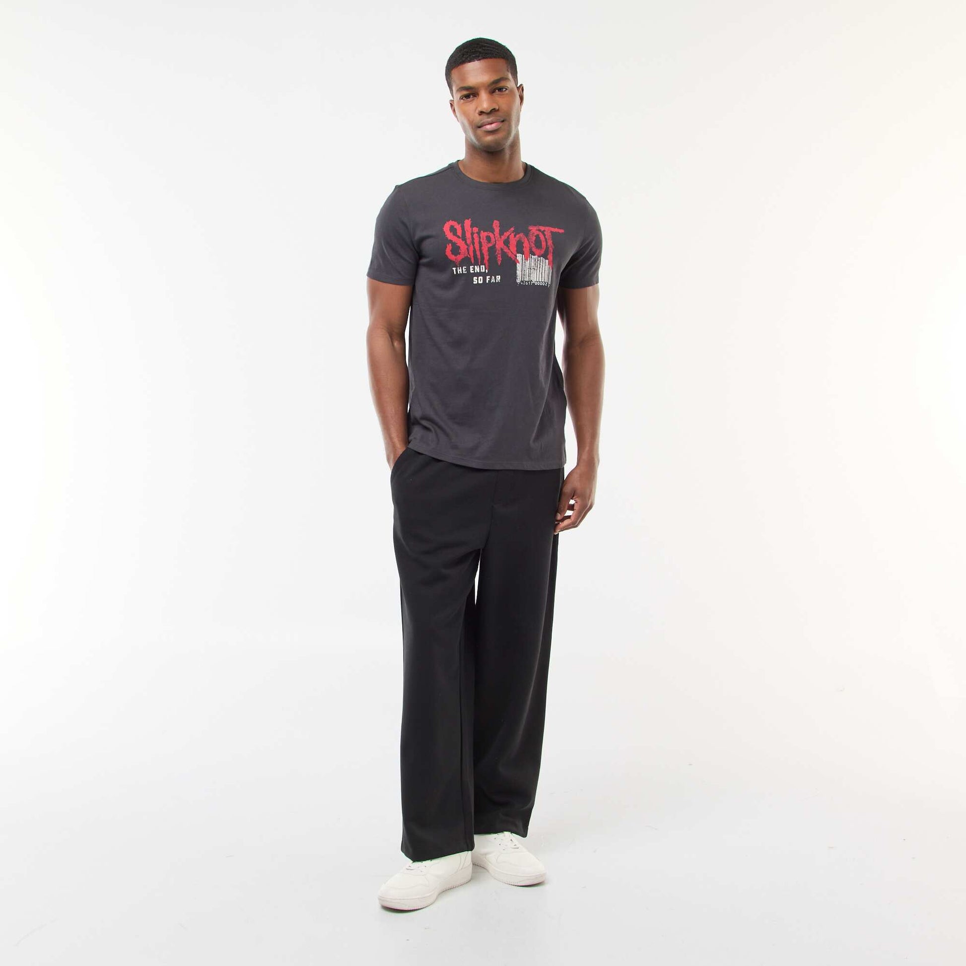 T-shirt 'Slipknot' à manches courtes et col rond NOIR