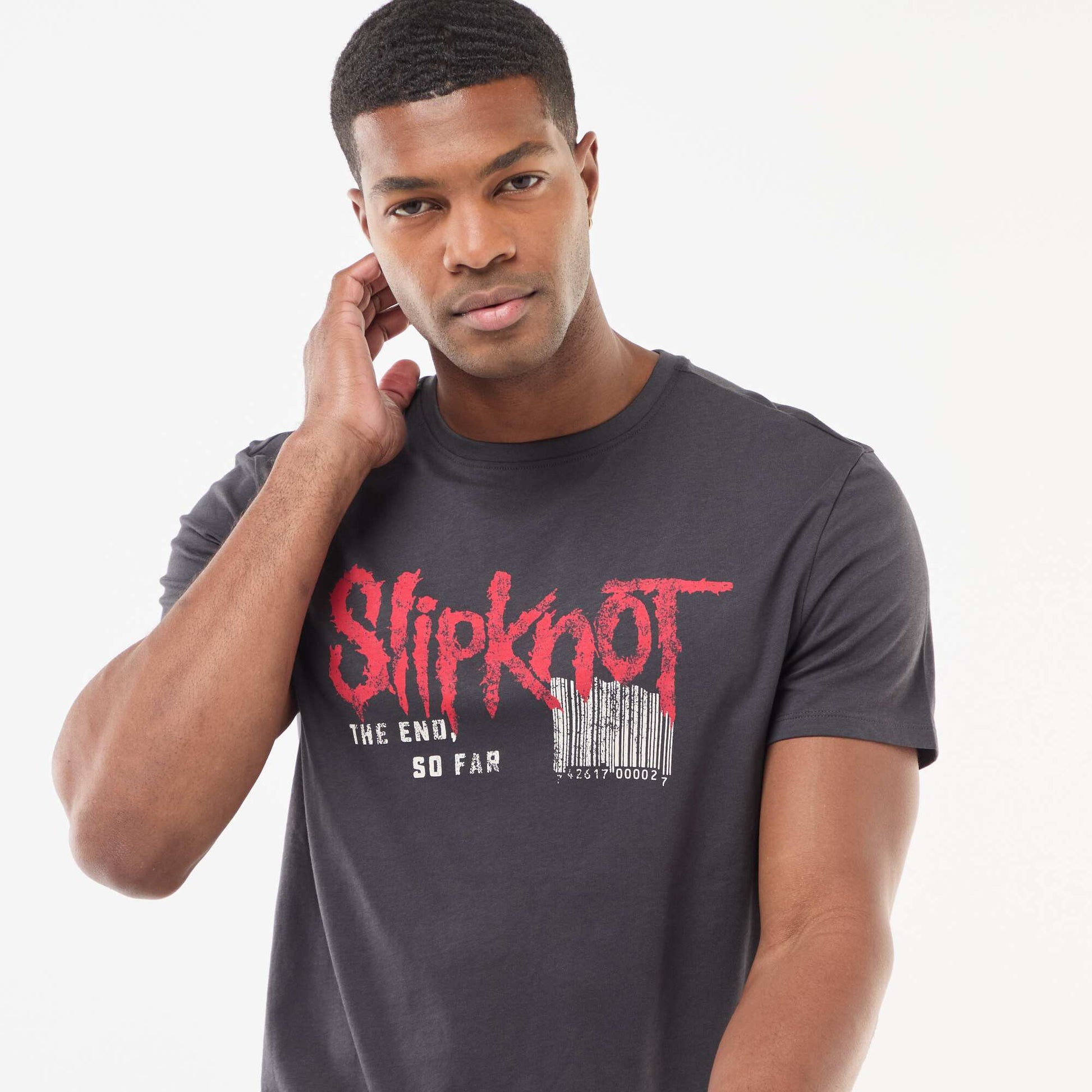 T-shirt 'Slipknot' à manches courtes et col rond NOIR