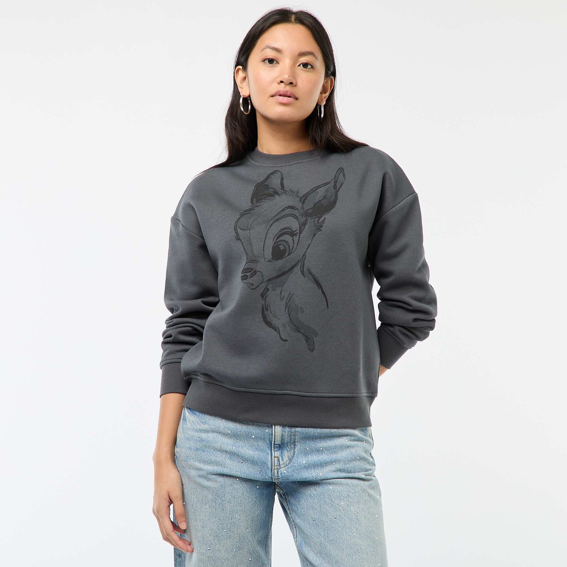 Sweat en molleton imprimé 'Bambi' GRIS
