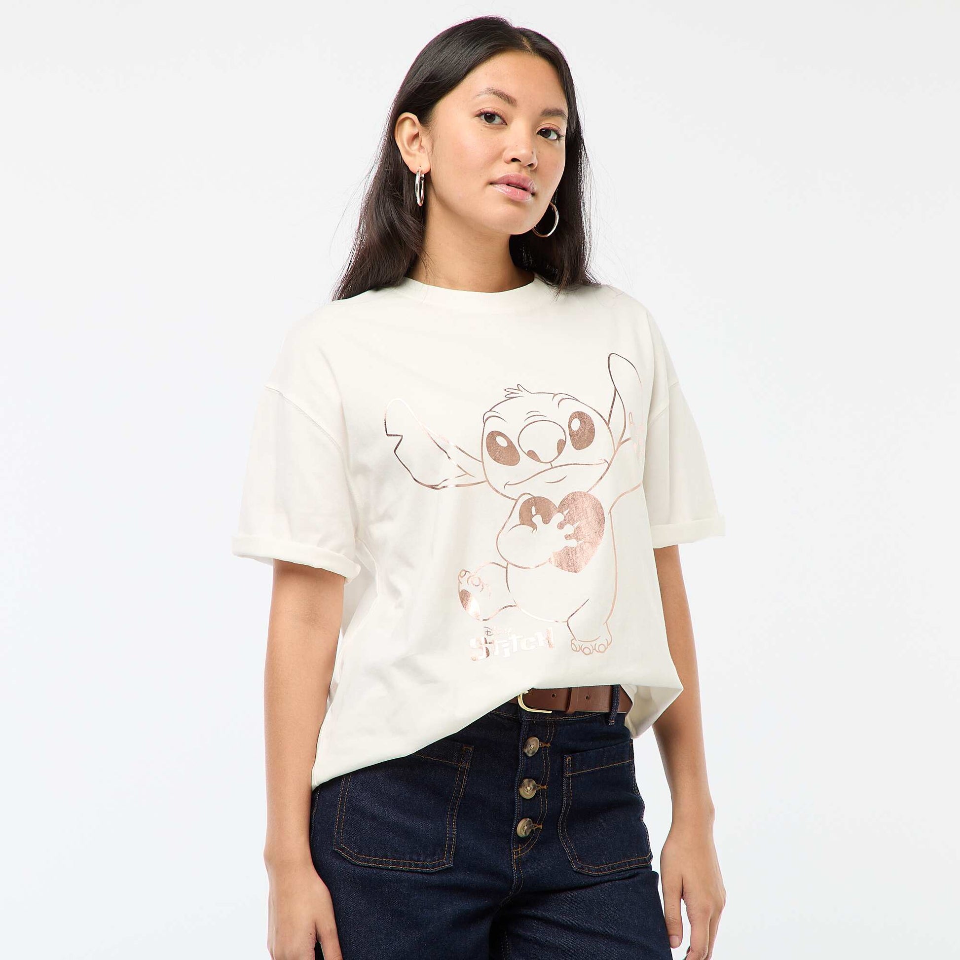 Tee-shirt imprimé 'Stitch' BLANC