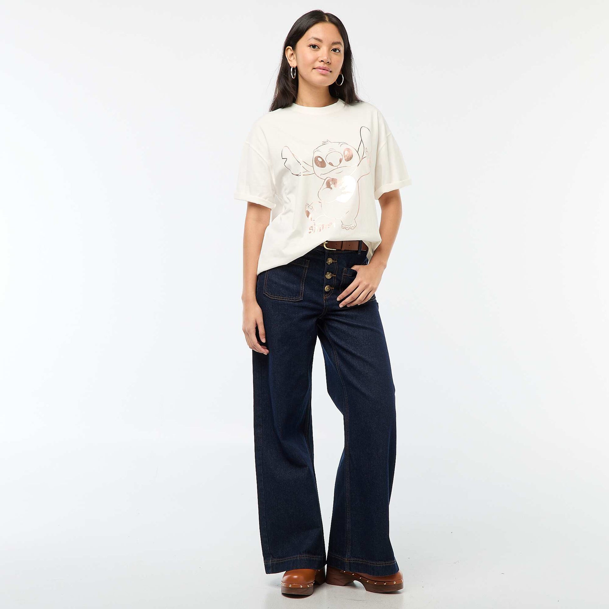 Tee-shirt imprimé 'Stitch' BLANC