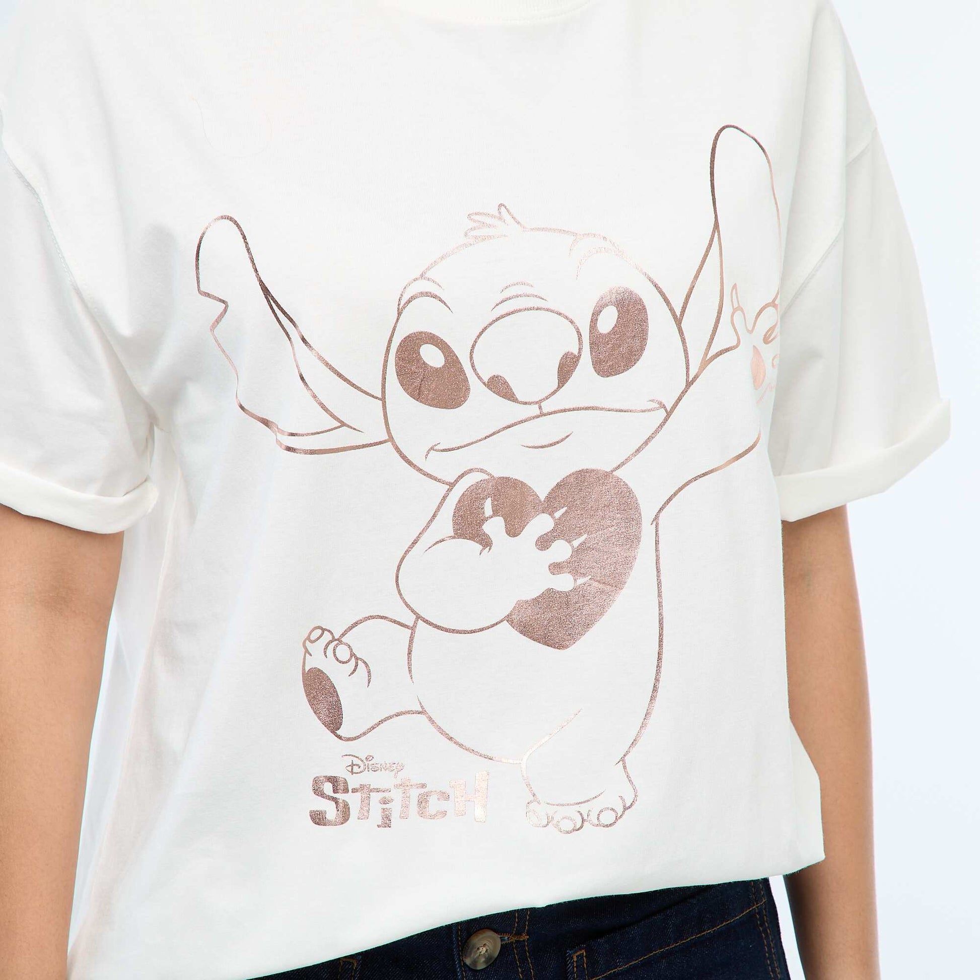 Tee-shirt imprimé 'Stitch' BLANC