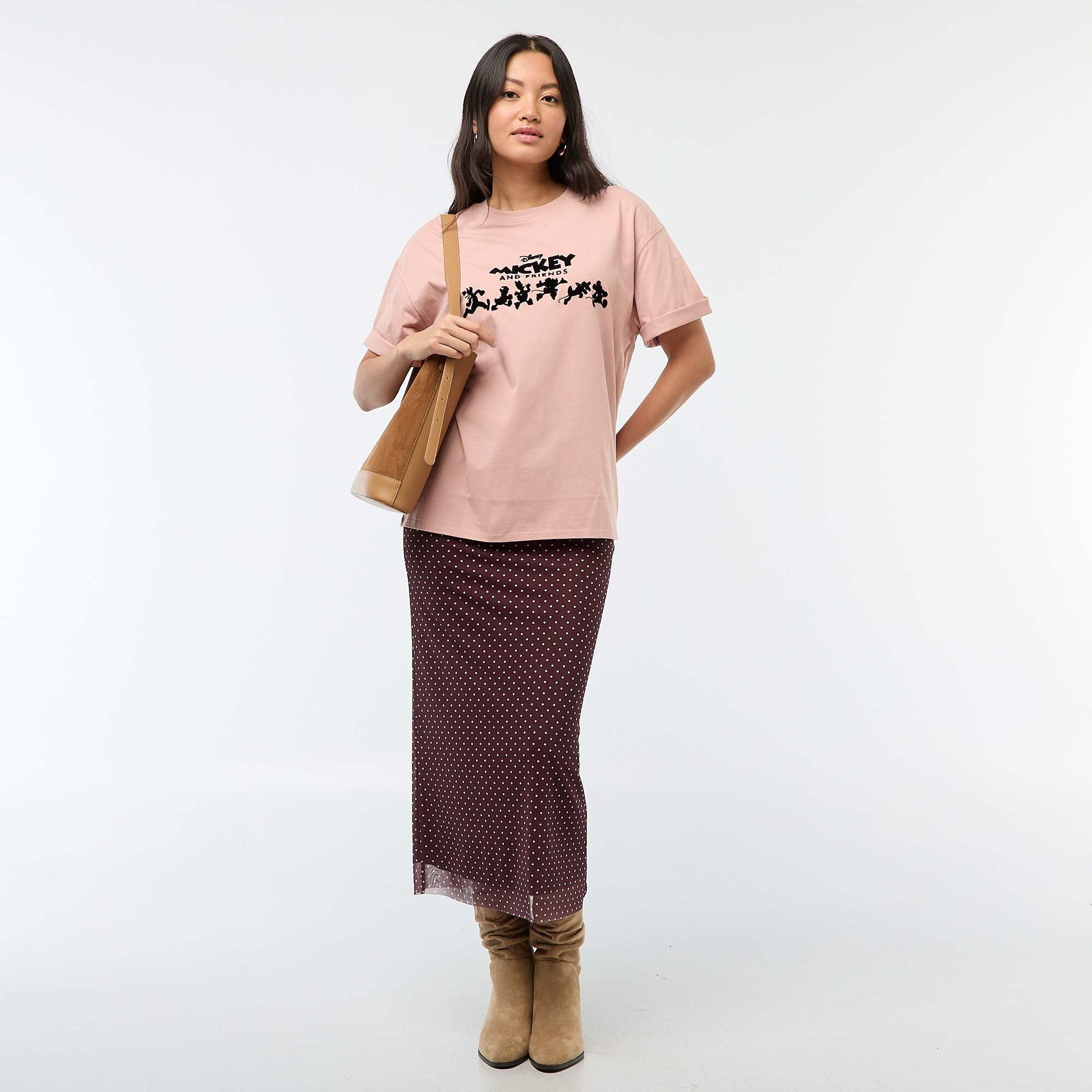 Tee-shirt oversize 'Mickey' VIEUX ROSE