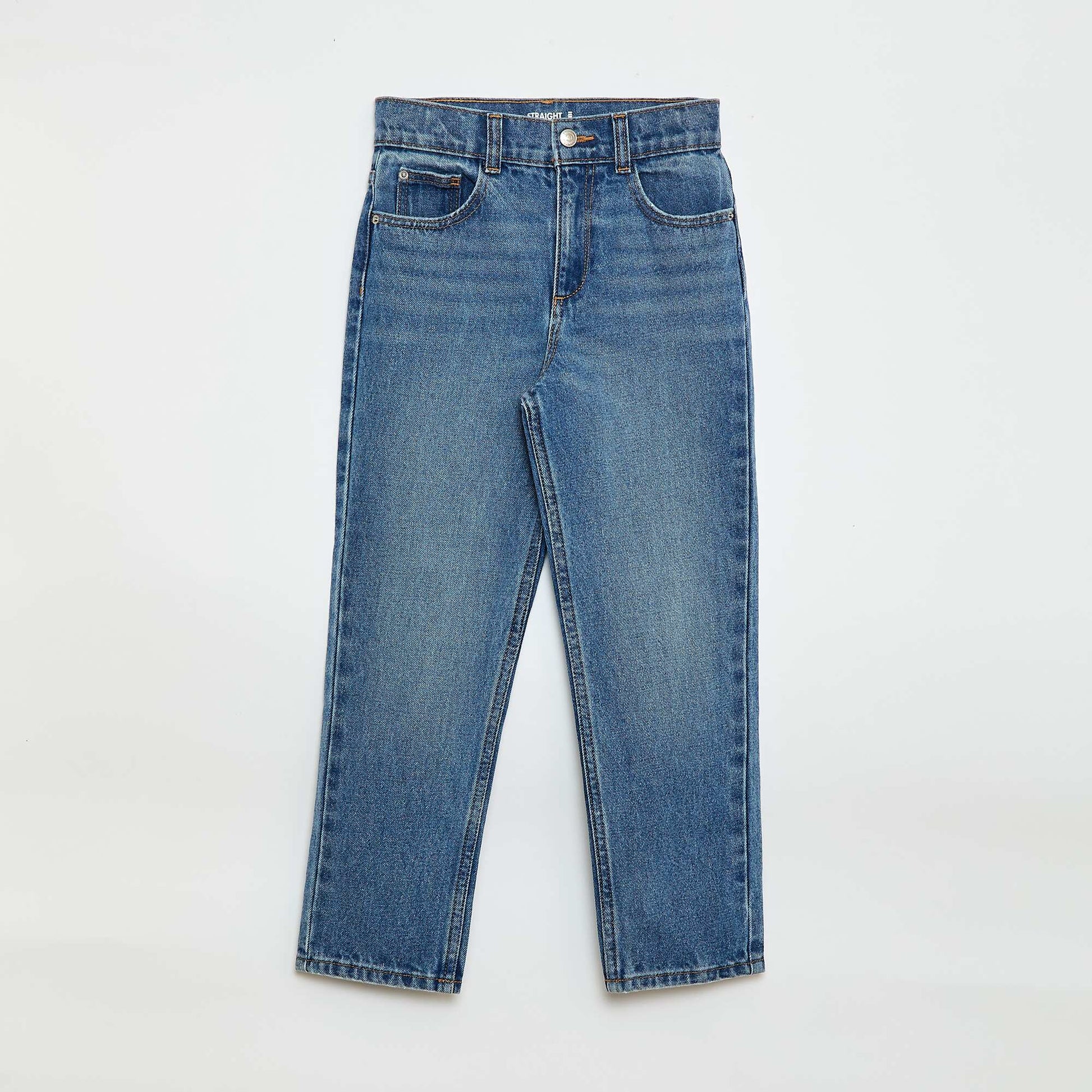 Pantalon en denim à taille haute BLEU