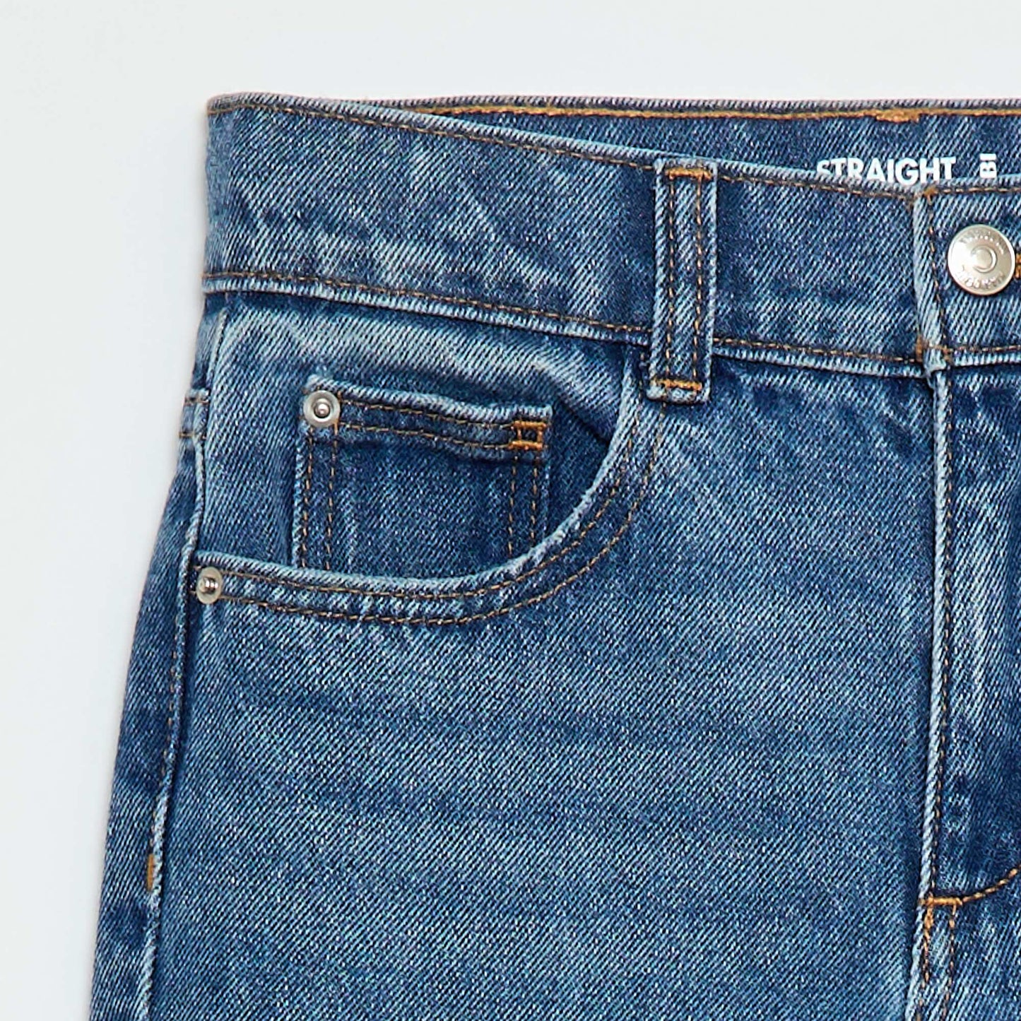 Pantalon en denim à taille haute BLEU