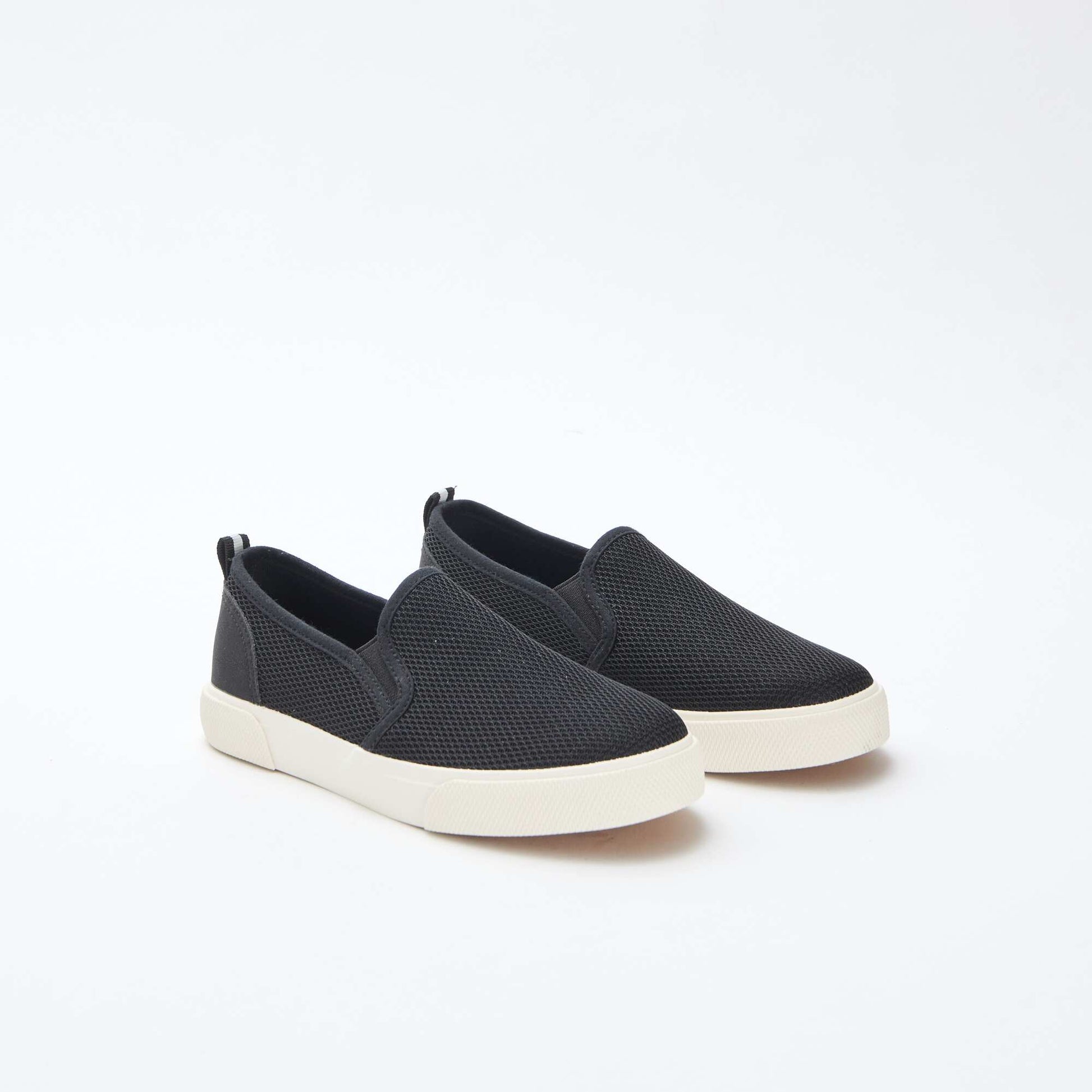 Baskets basses slip-on en mesh uni NOIR