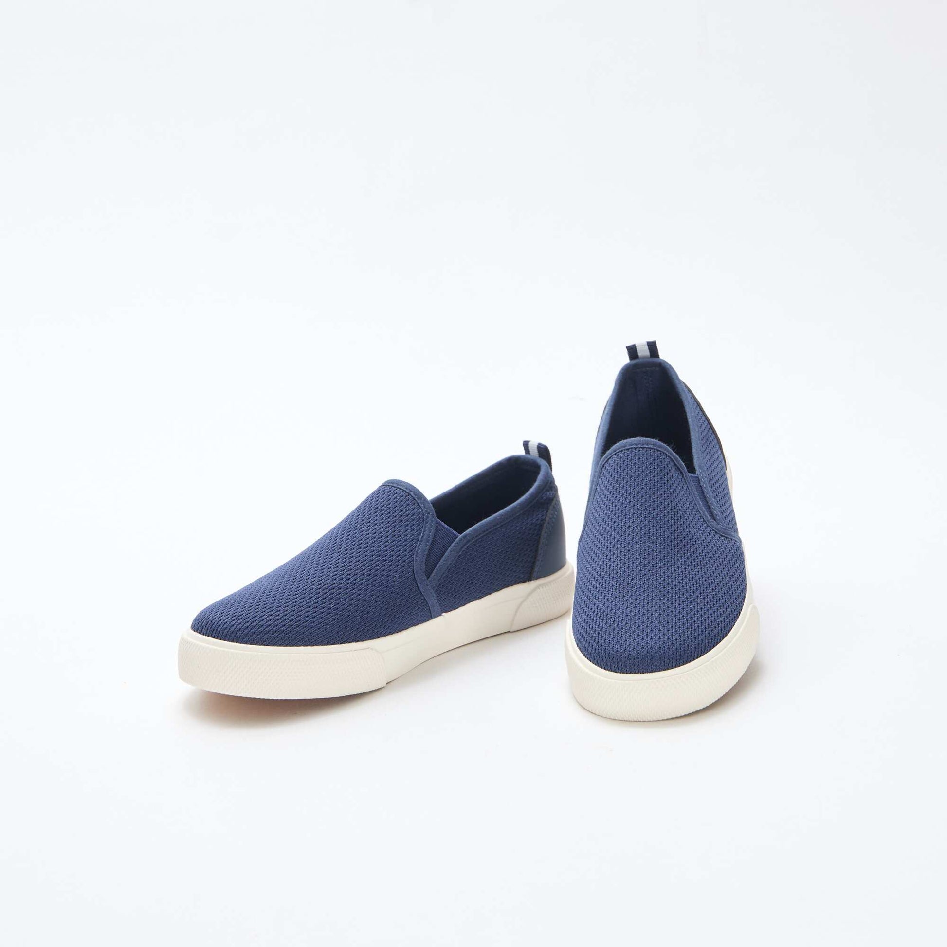 Baskets basses slip-on en mesh uni BLEU