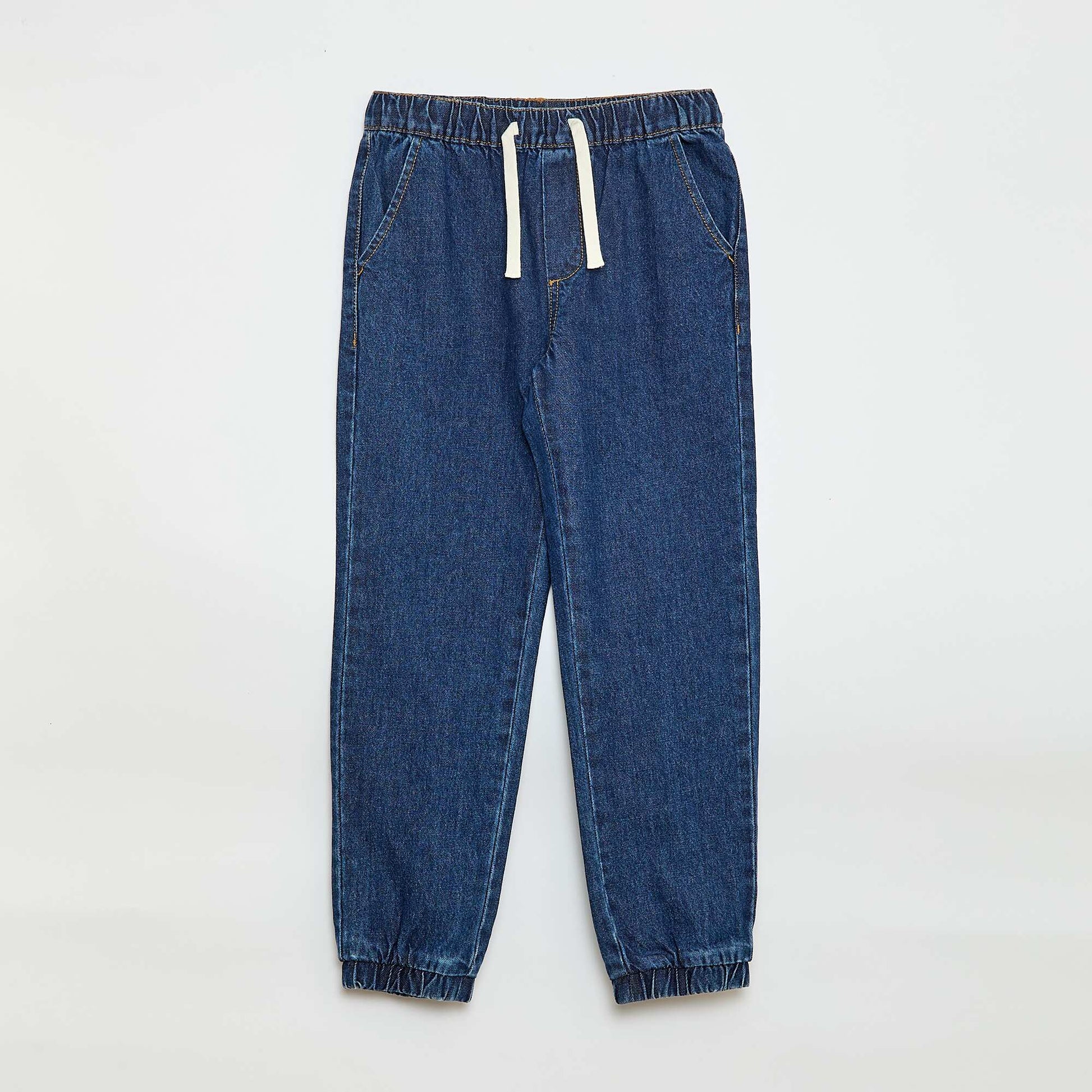 Pantalon denim coupe jogger BLEU