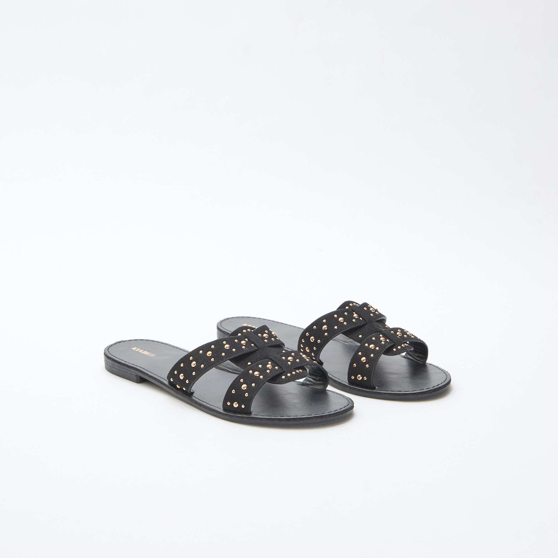 Mules avec bride en macramé brillant NOIR