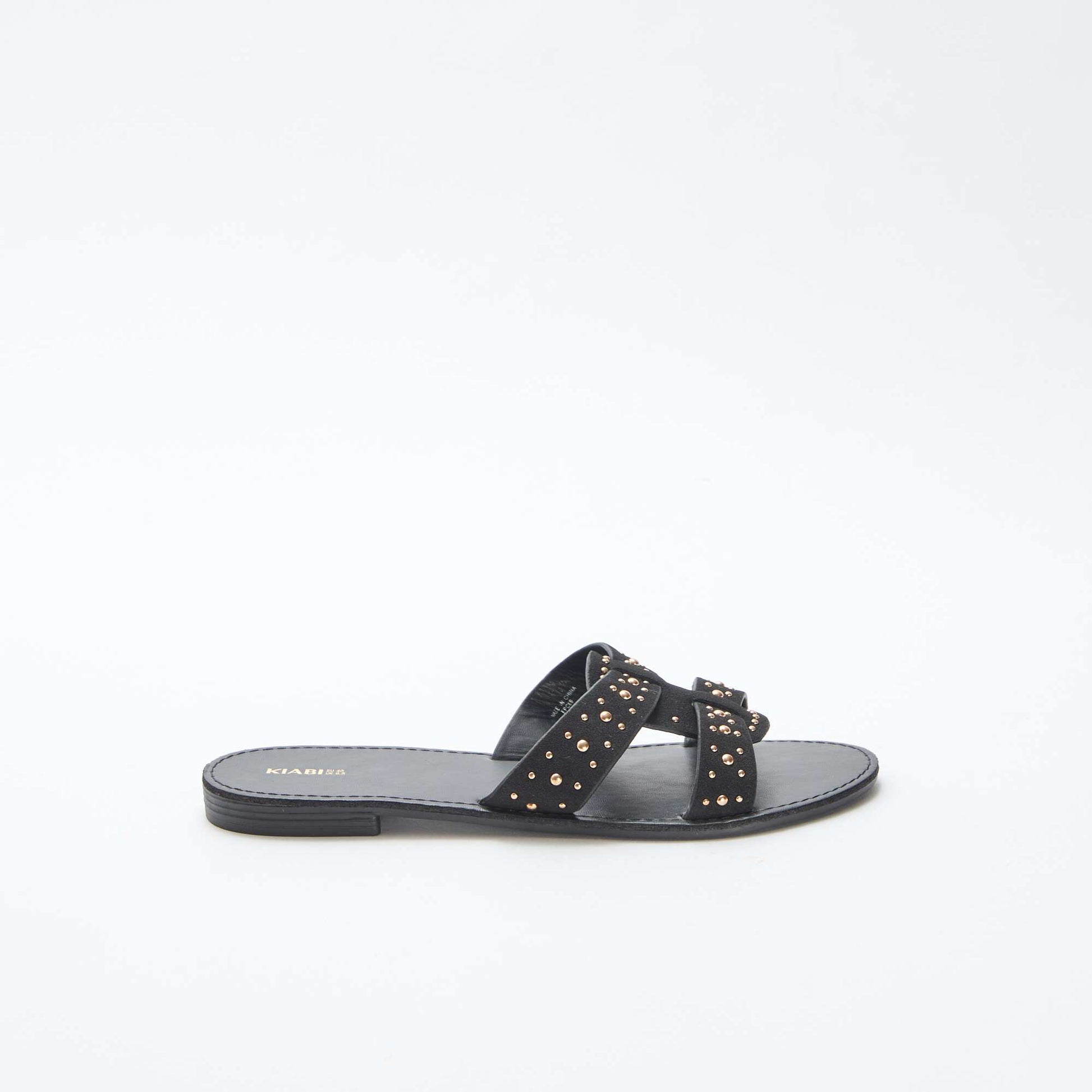 Mules avec bride en macramé brillant NOIR