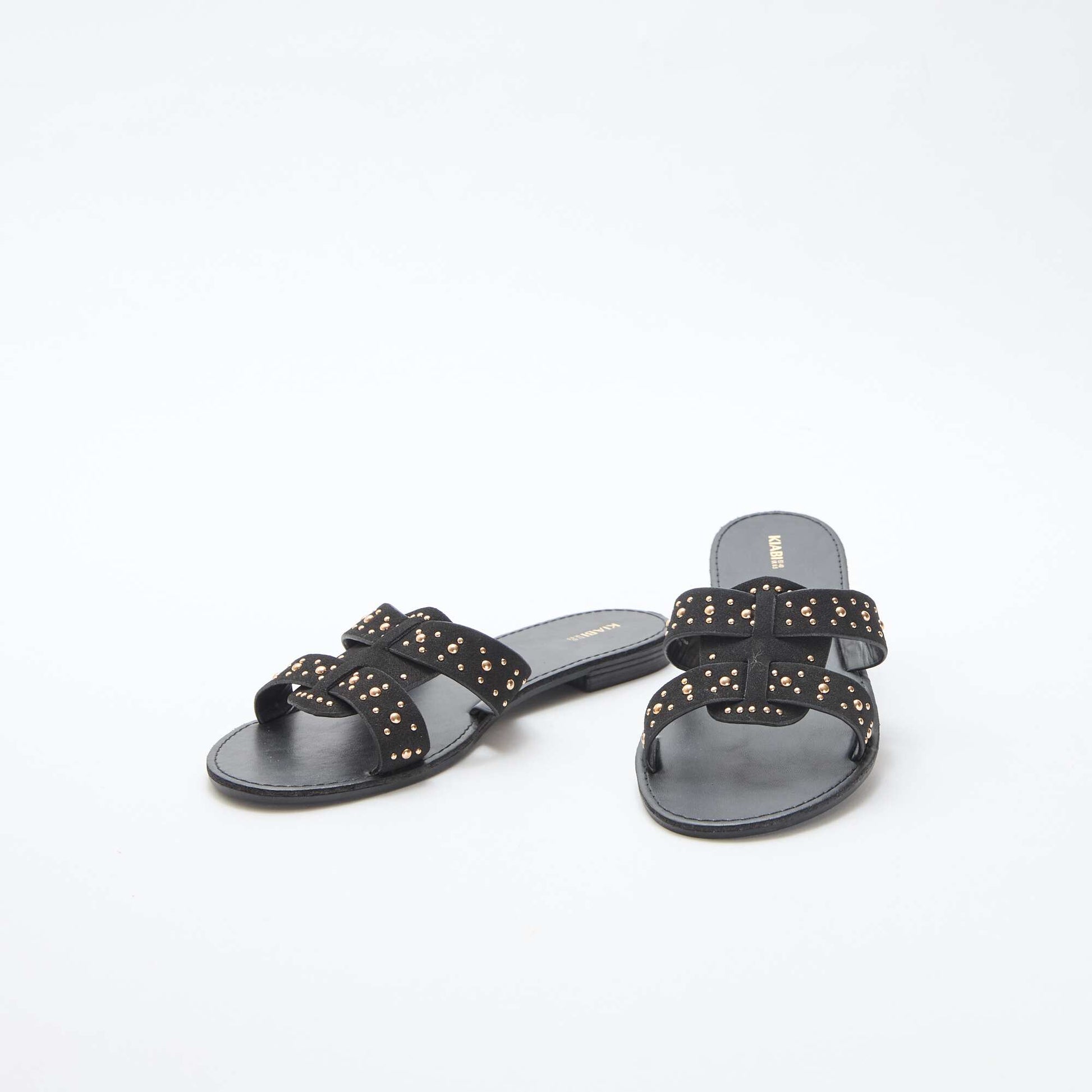 Mules avec bride en macramé brillant NOIR