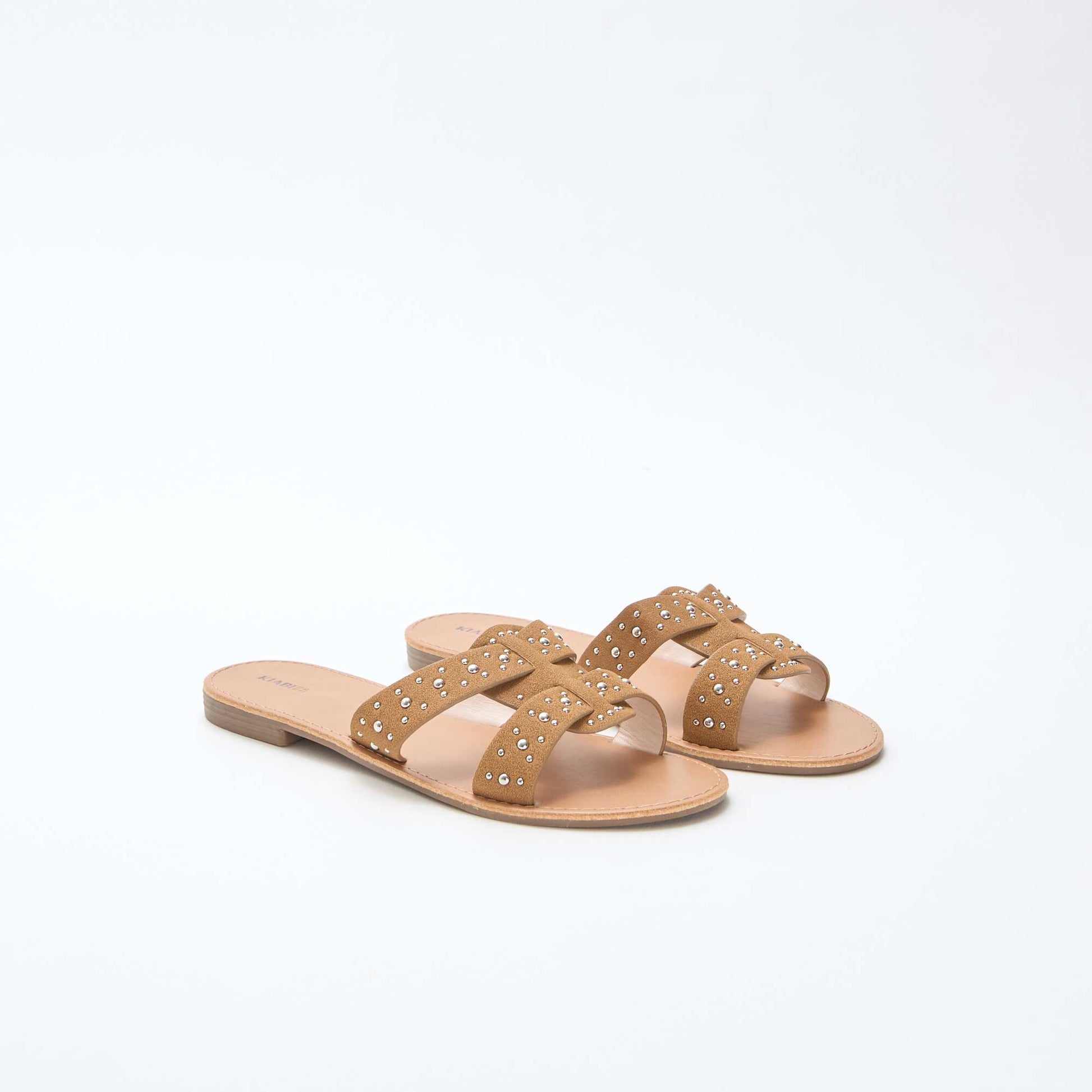 Mules avec bride en macramé brillant MARRON