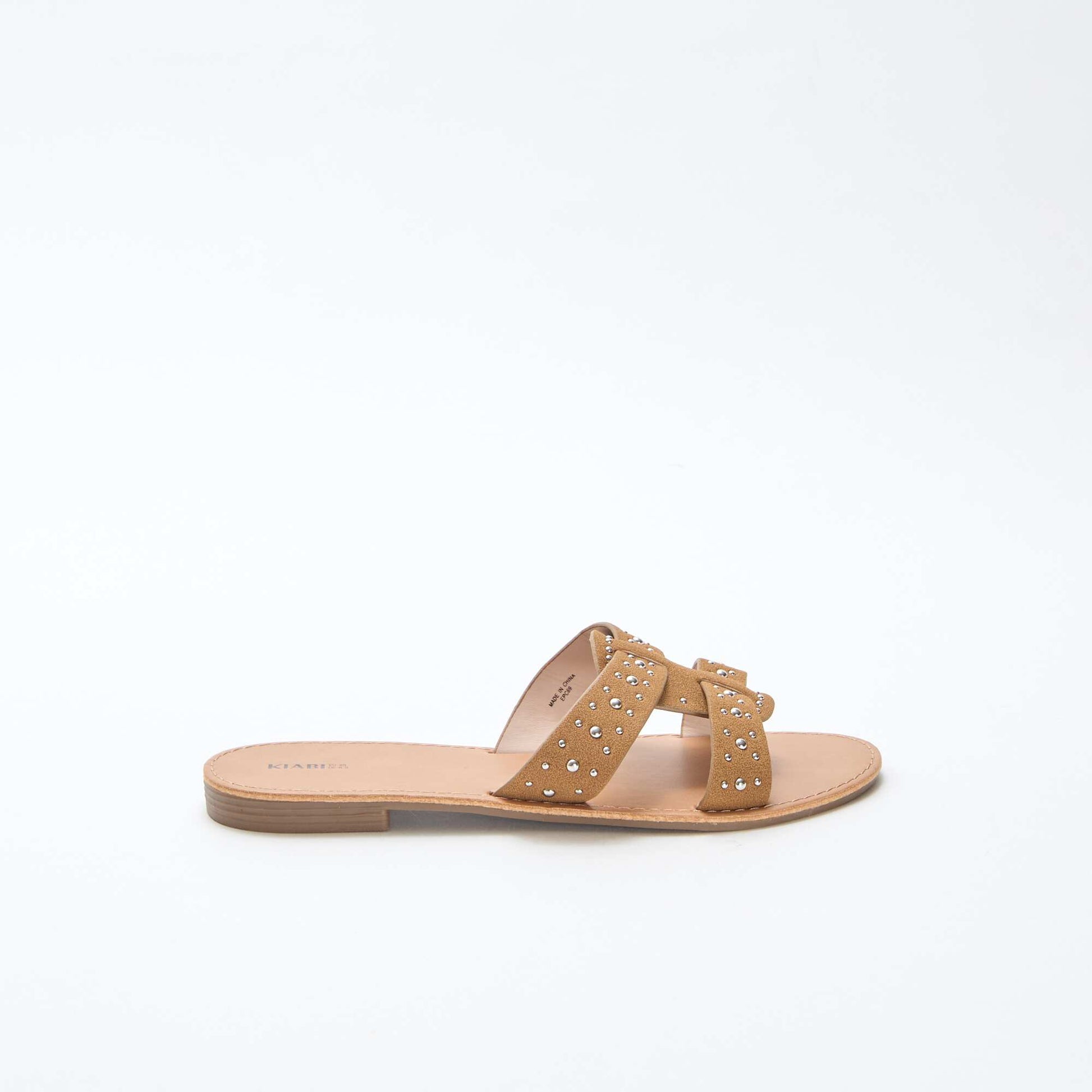 Mules avec bride en macramé brillant MARRON