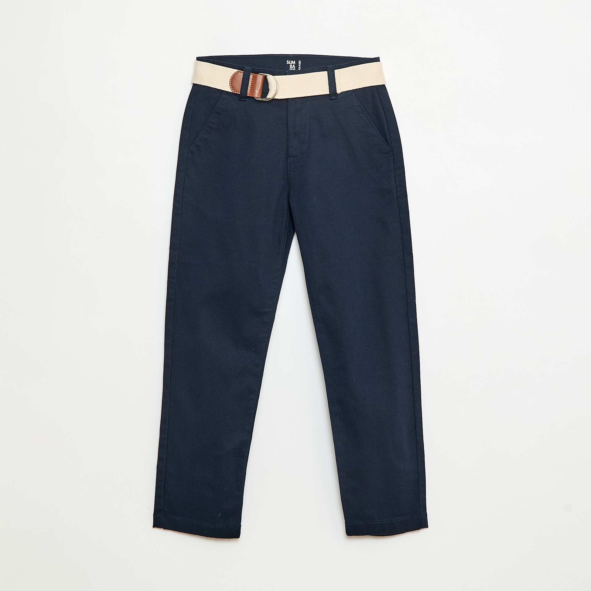 Pantalon chino en twill avec ceinture - 2 pièces BLEU