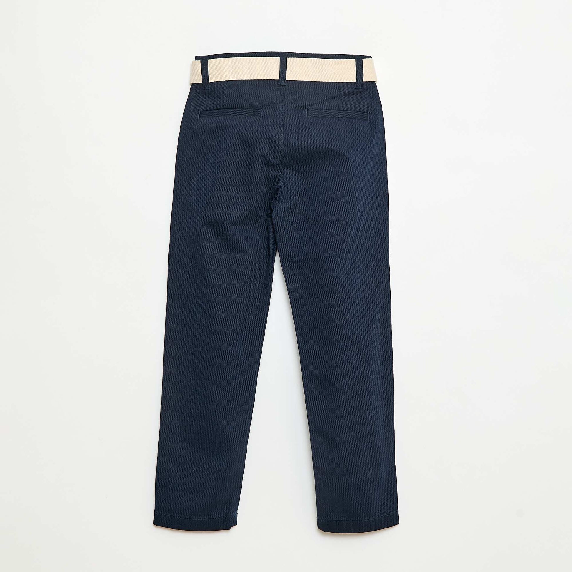 Pantalon chino en twill avec ceinture - 2 pièces BLEU