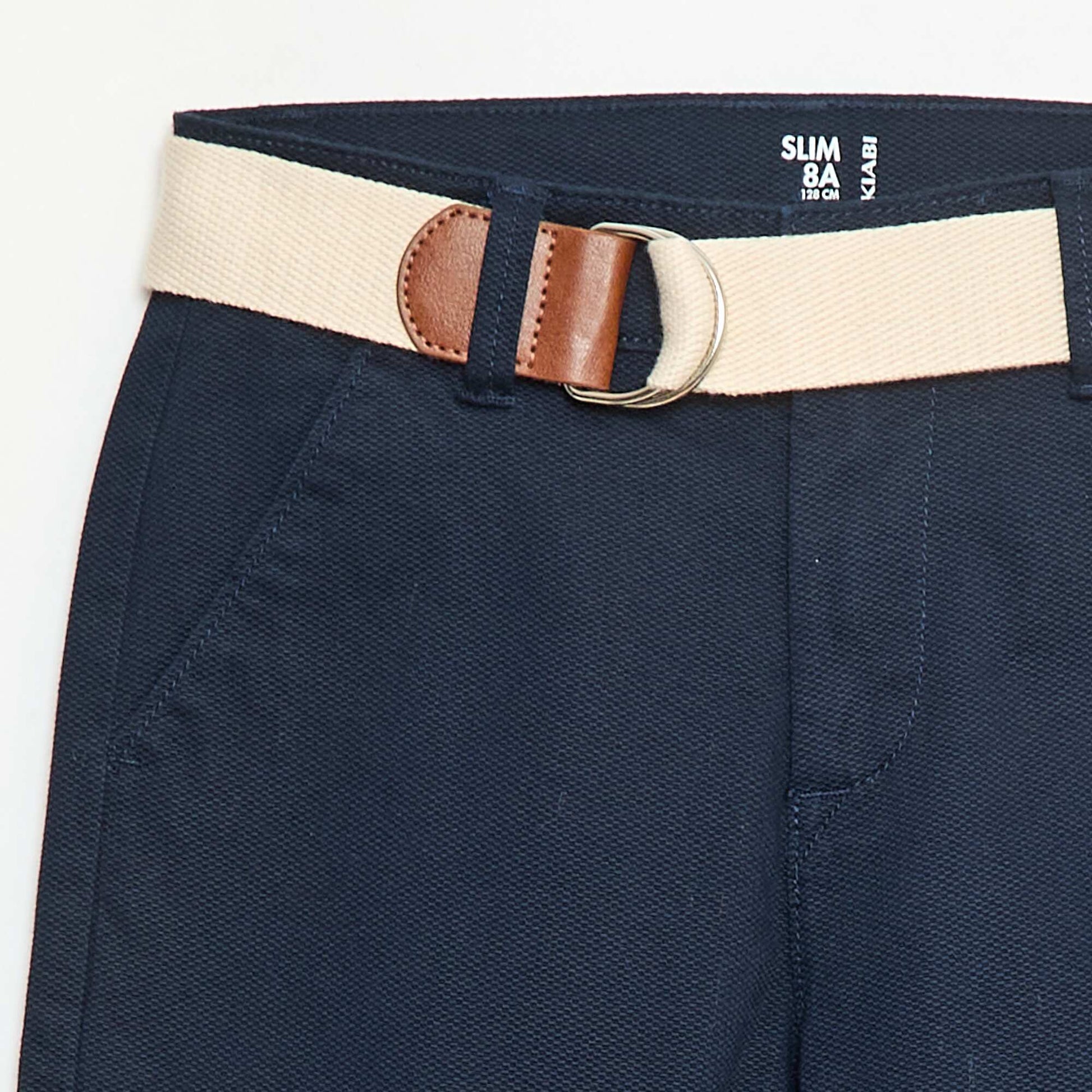 Pantalon chino en twill avec ceinture - 2 pièces BLEU