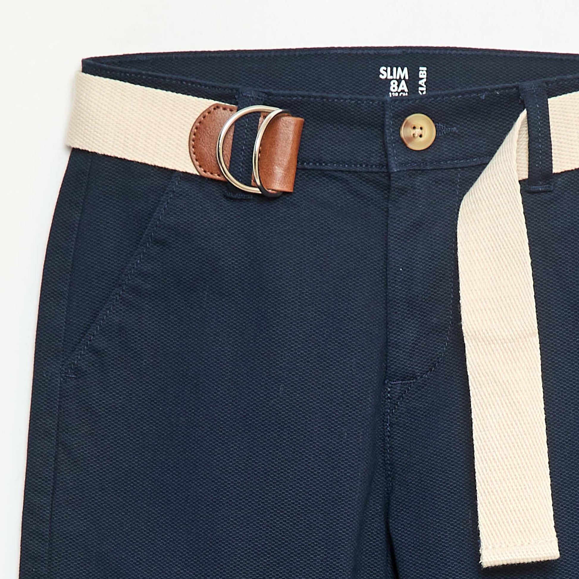 Pantalon chino en twill avec ceinture - 2 pièces BLEU