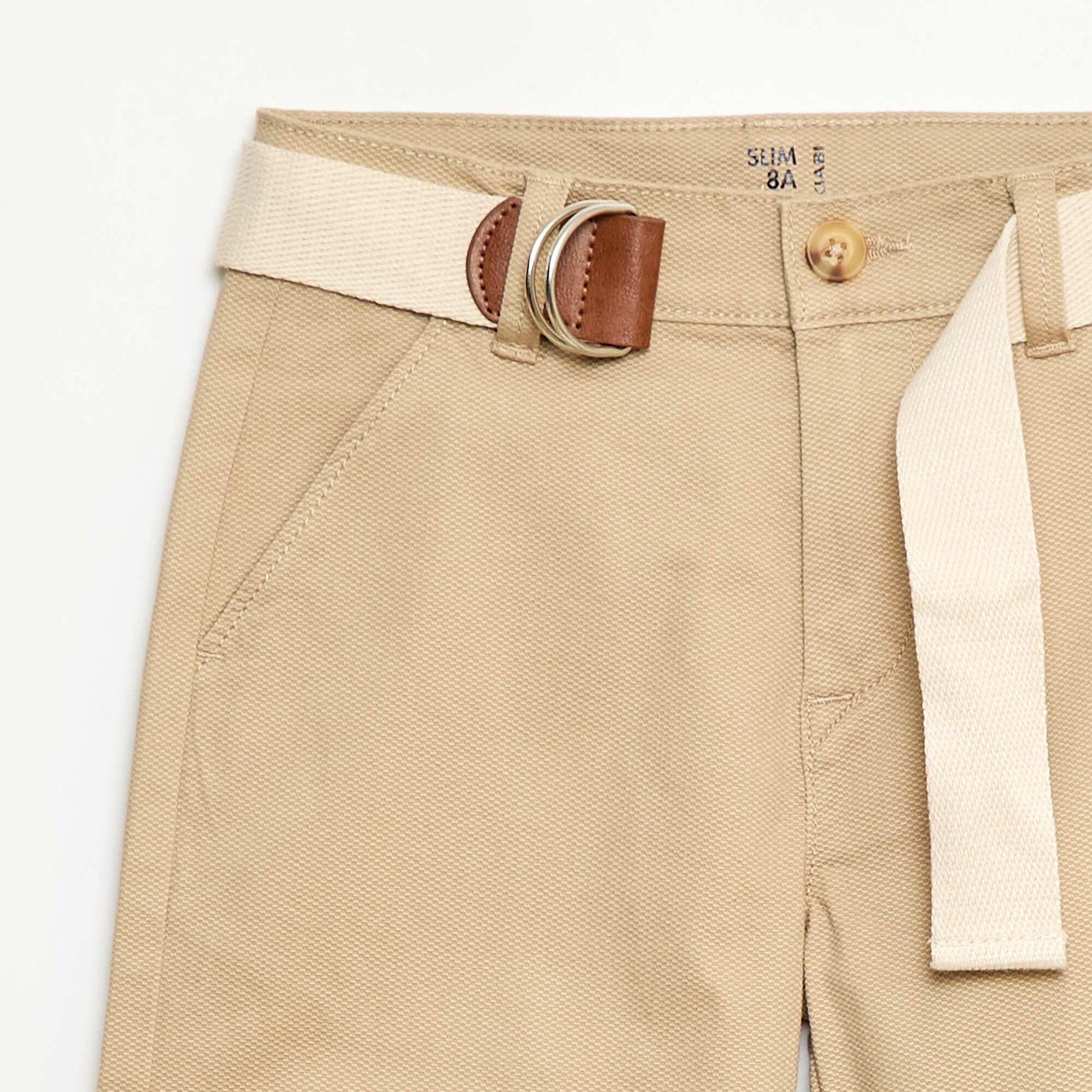 Pantalon chino en twill avec ceinture - 2 pièces BEIGE