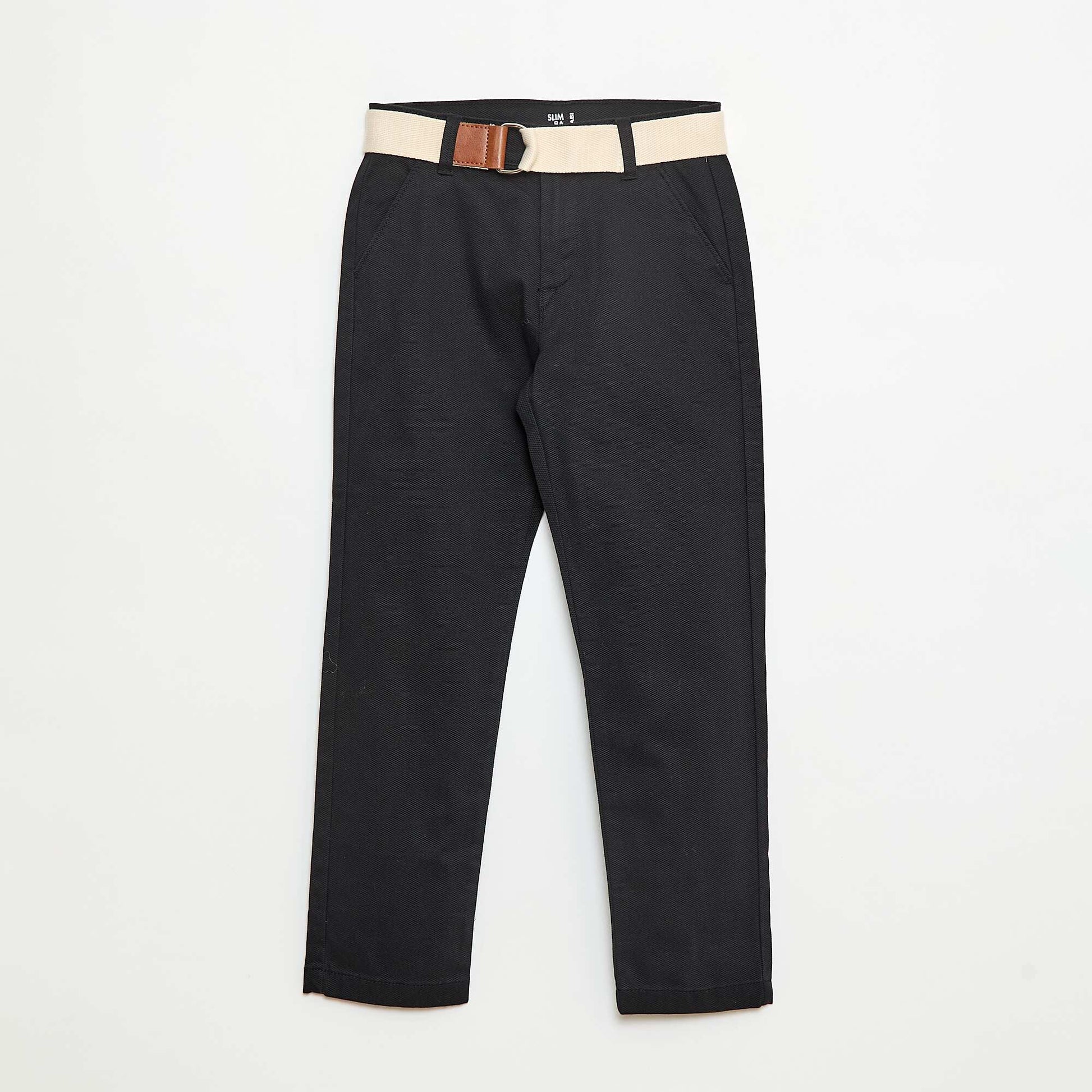 Pantalon chino en twill avec ceinture - 2 pièces NOIR