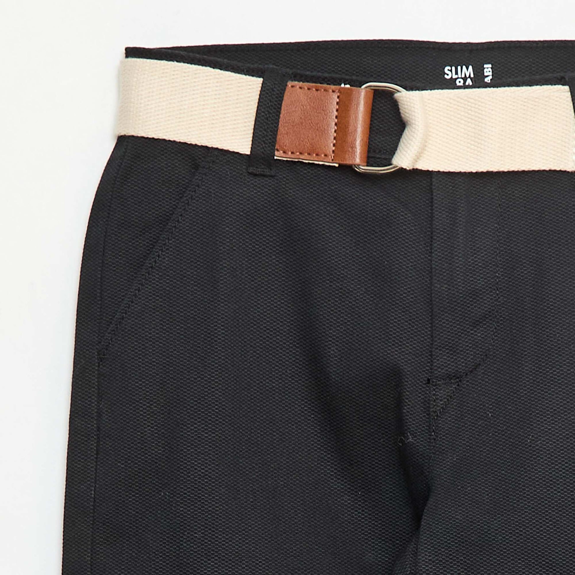 Pantalon chino en twill avec ceinture - 2 pièces NOIR