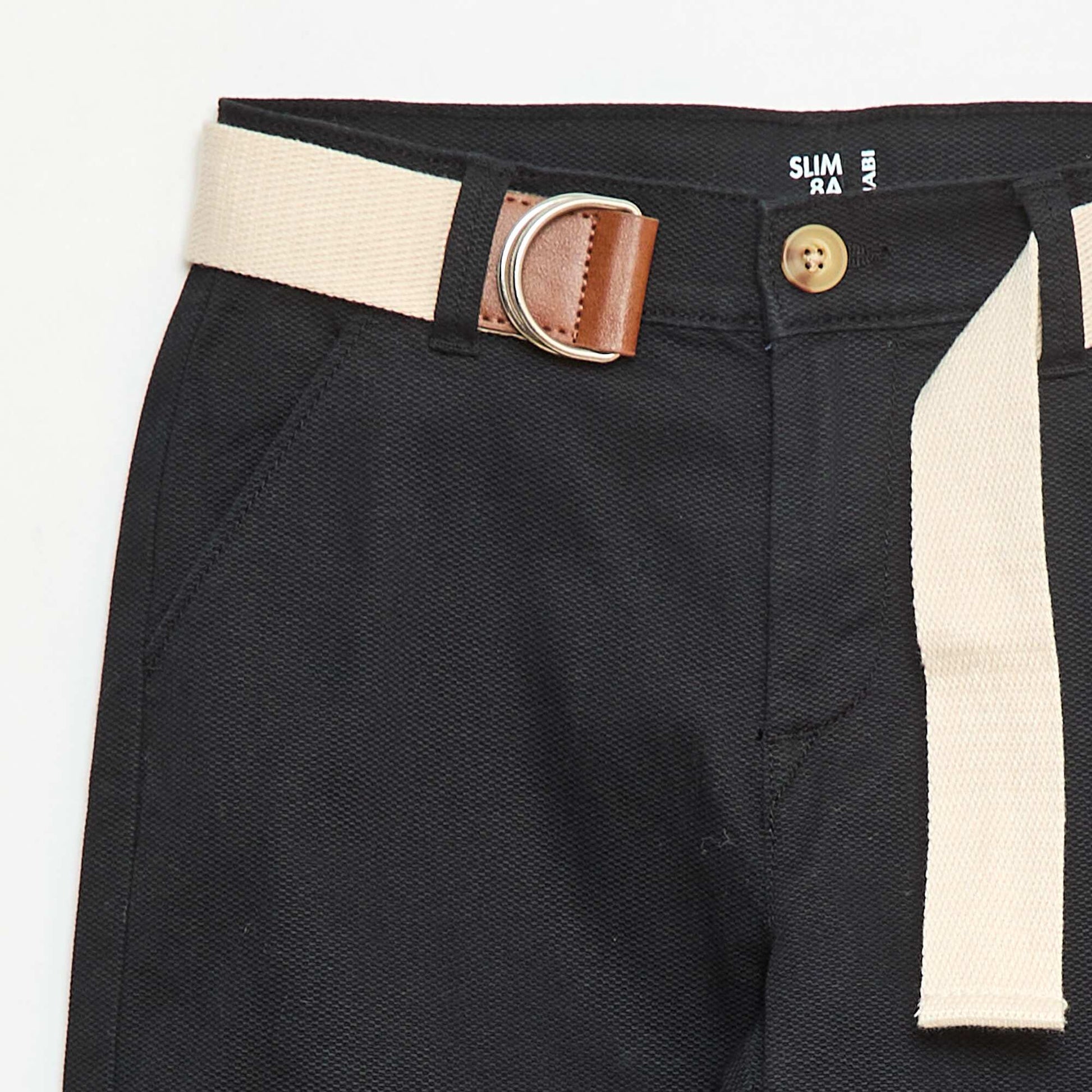 Pantalon chino en twill avec ceinture - 2 pièces NOIR