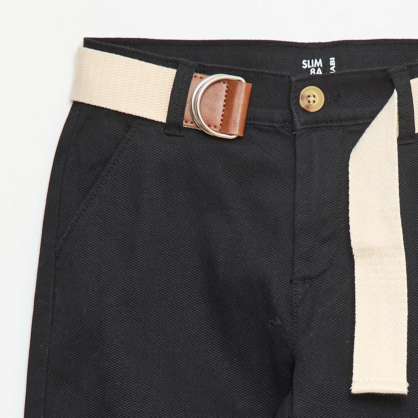 Pantalon chino en twill avec ceinture - 2 pièces NOIR
