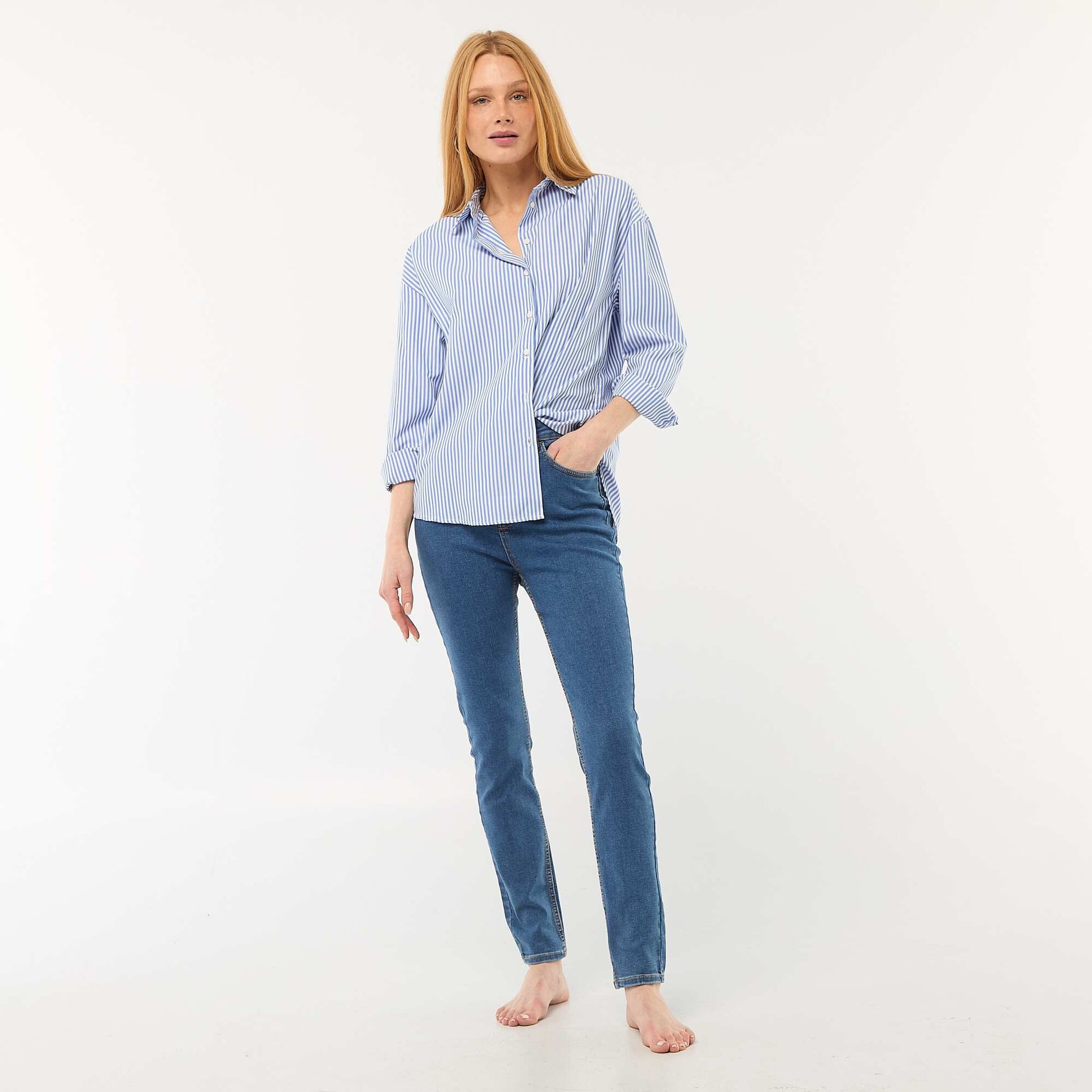 Pantalon denim stretch super skinny en coton BLEU