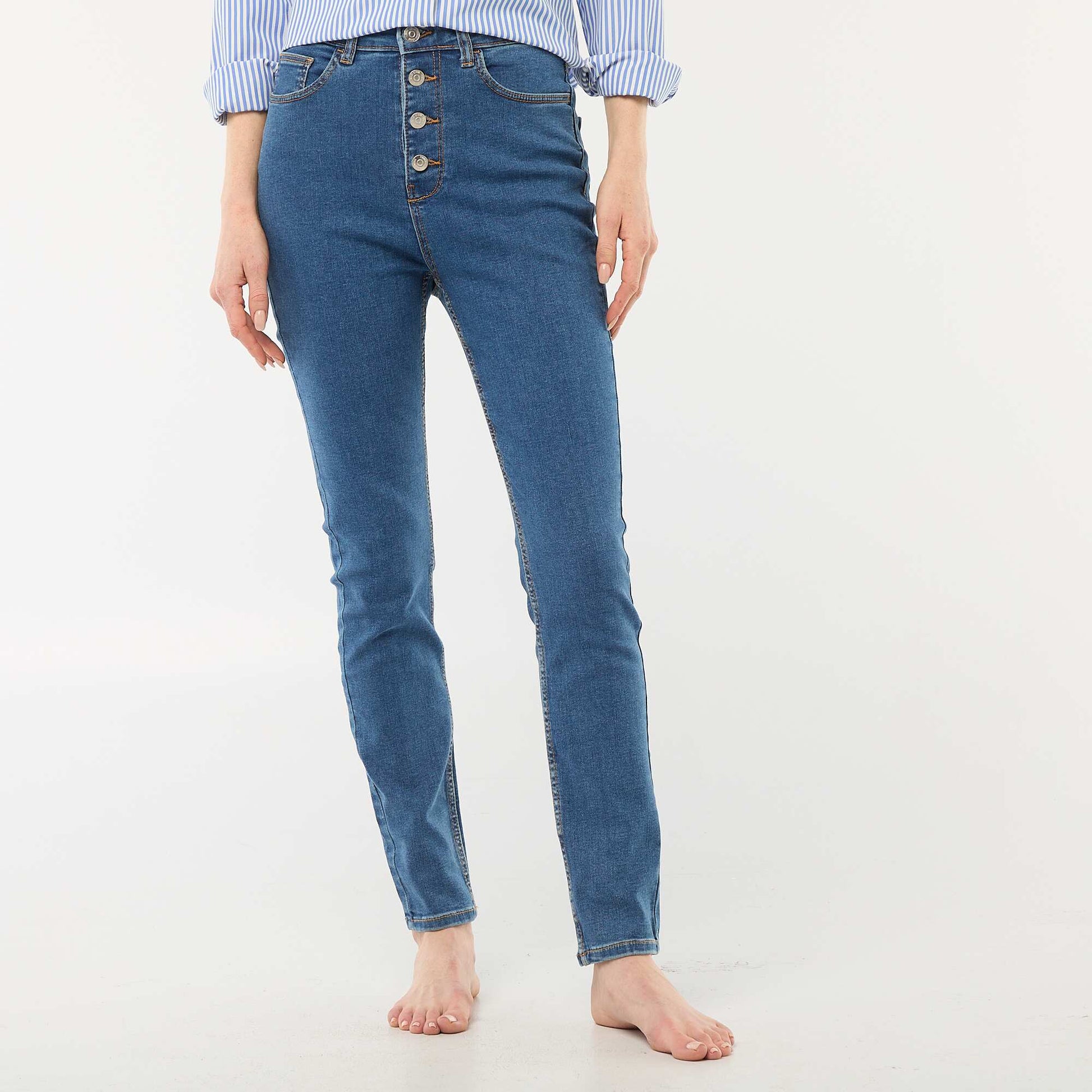 Pantalon denim stretch super skinny en coton BLEU
