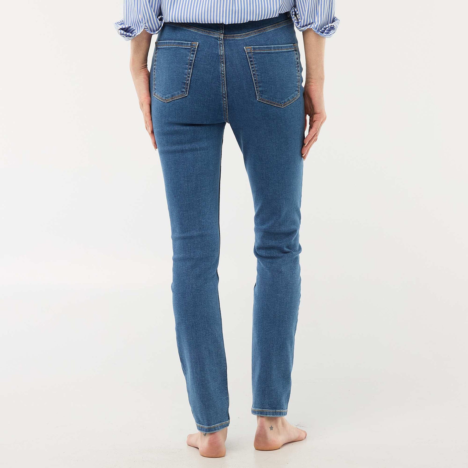 Pantalon denim stretch super skinny en coton BLEU