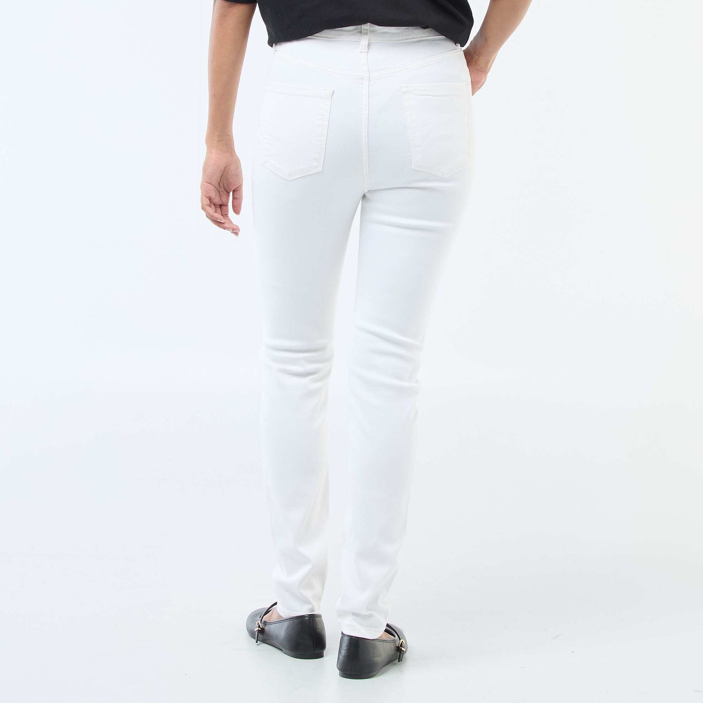 Pantalon denim stretch super skinny en coton BLANC