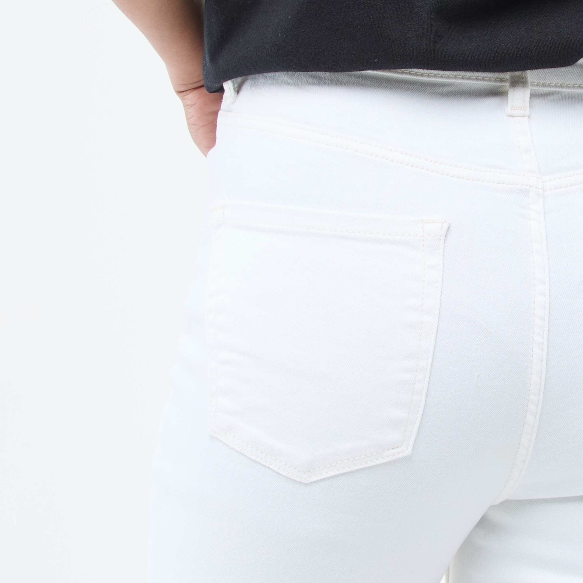 Pantalon denim stretch super skinny en coton BLANC