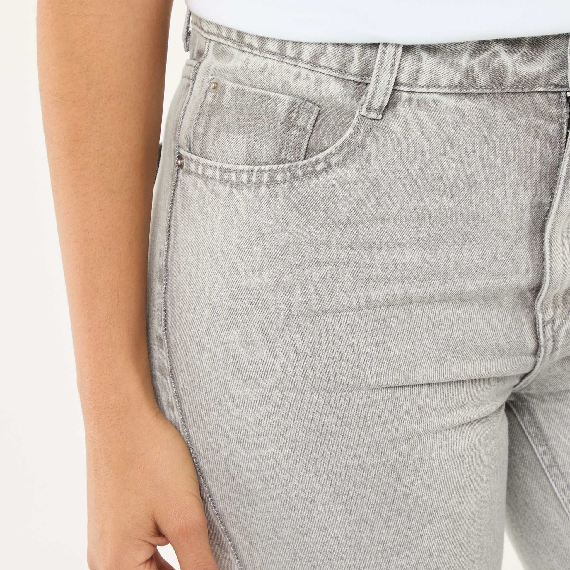 Jean straight denim en coton GRIS