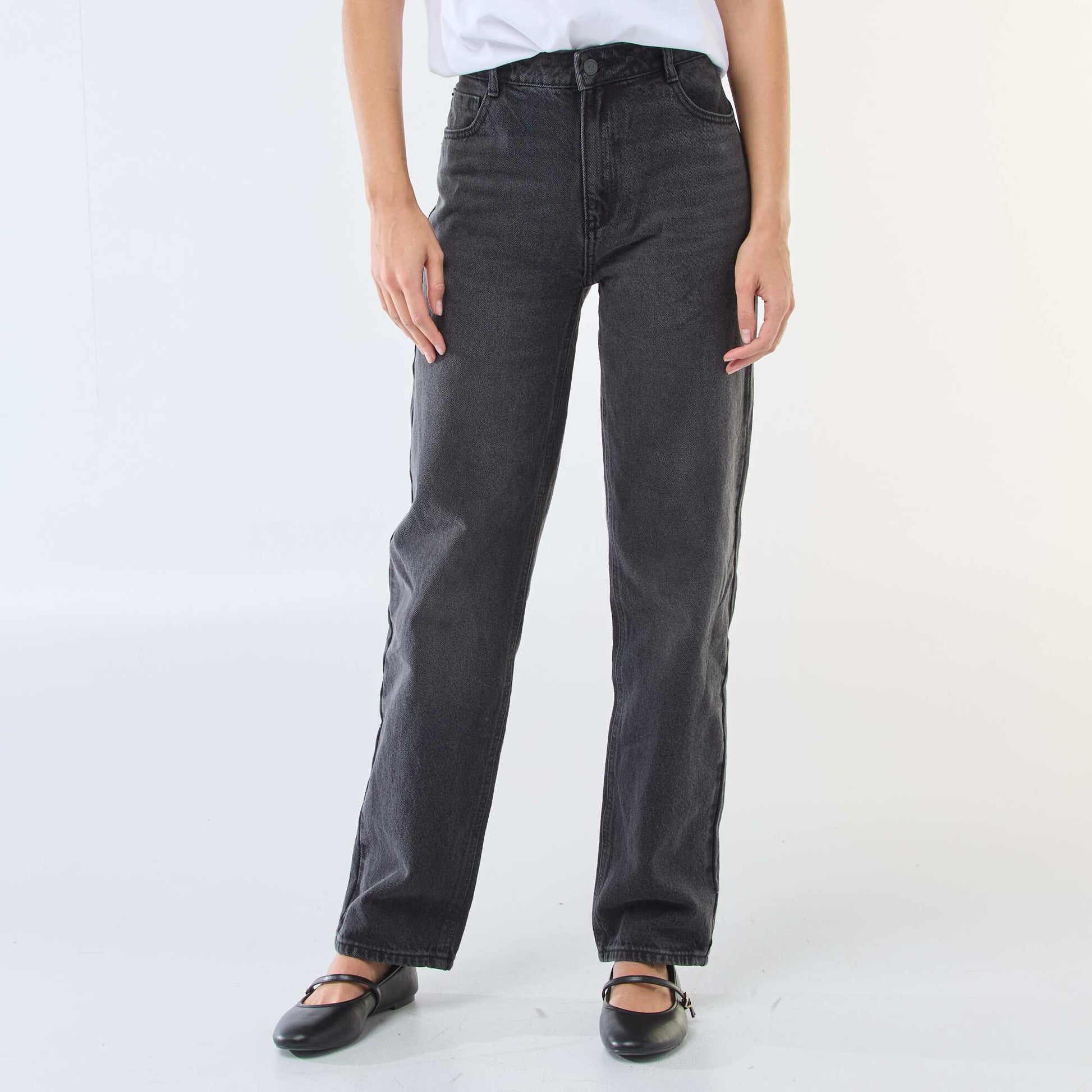 Jean straight denim en coton NOIR